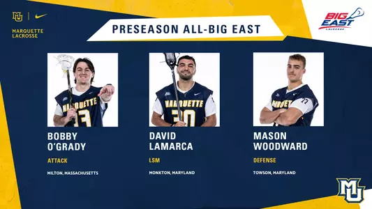 2023 Preseason All-BIG EAST (Bobby O'Grady, David Lamarca, Mason Woodward)