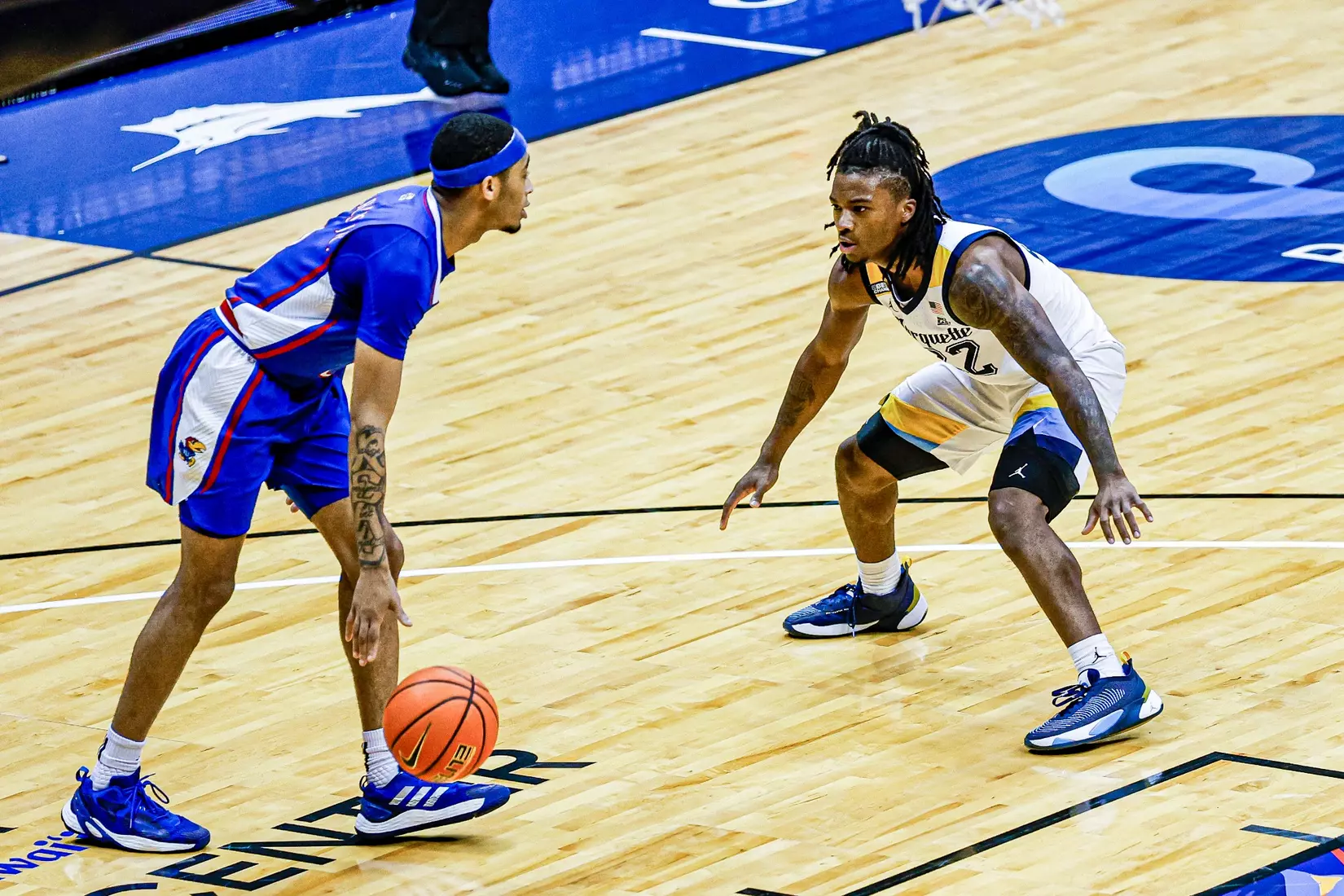 #4 Marquette Basketball defeats #1 Kansas Jayhawks at SimpliFi Center in Honolulu Hawaii on Tuesday November 21, 2023.