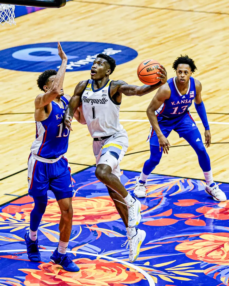 #4 Marquette Basketball defeats #1 Kansas Jayhawks at SimpliFi Center in Honolulu Hawaii on Tuesday November 21, 2023.