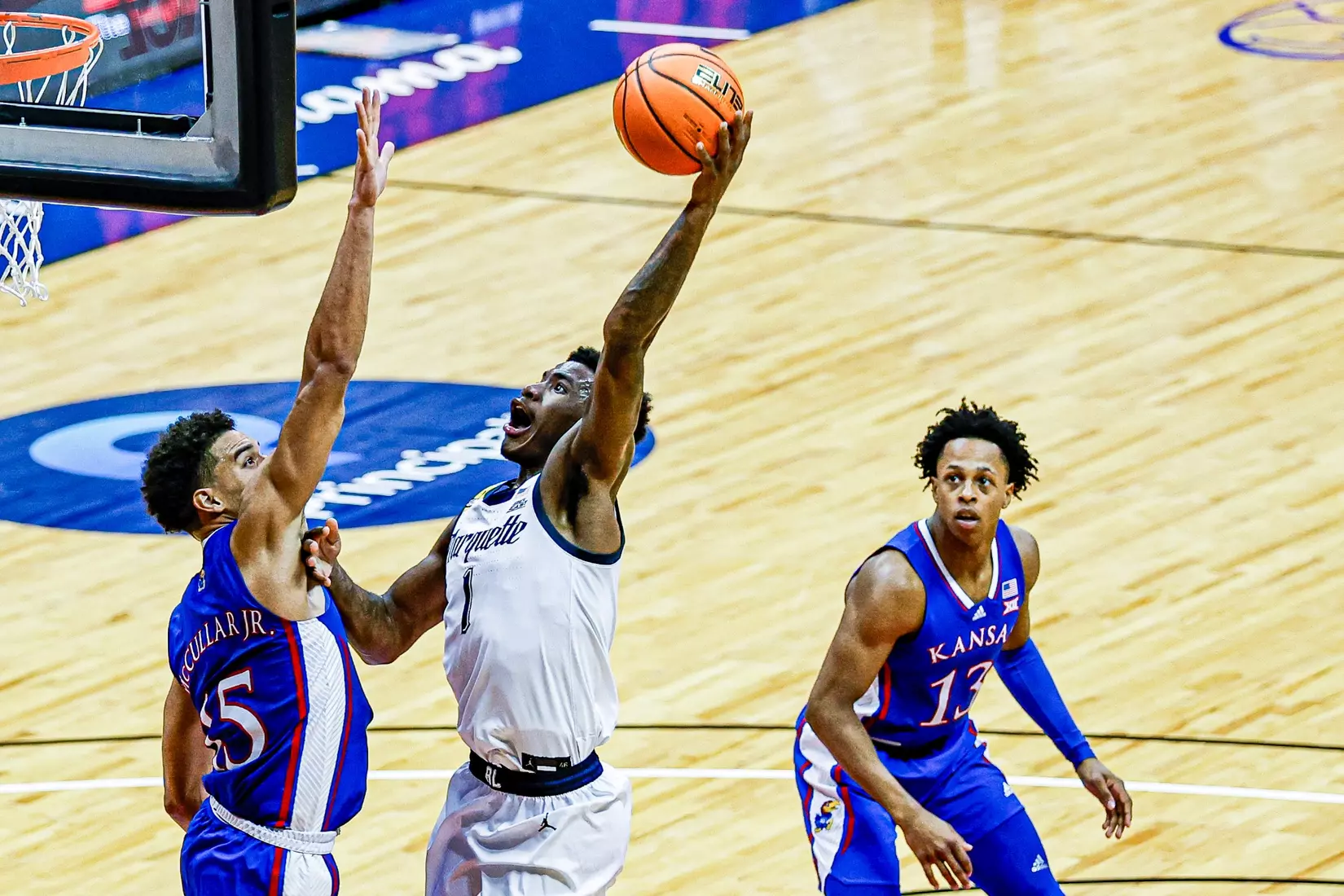 #4 Marquette Basketball defeats #1 Kansas Jayhawks at SimpliFi Center in Honolulu Hawaii on Tuesday November 21, 2023.