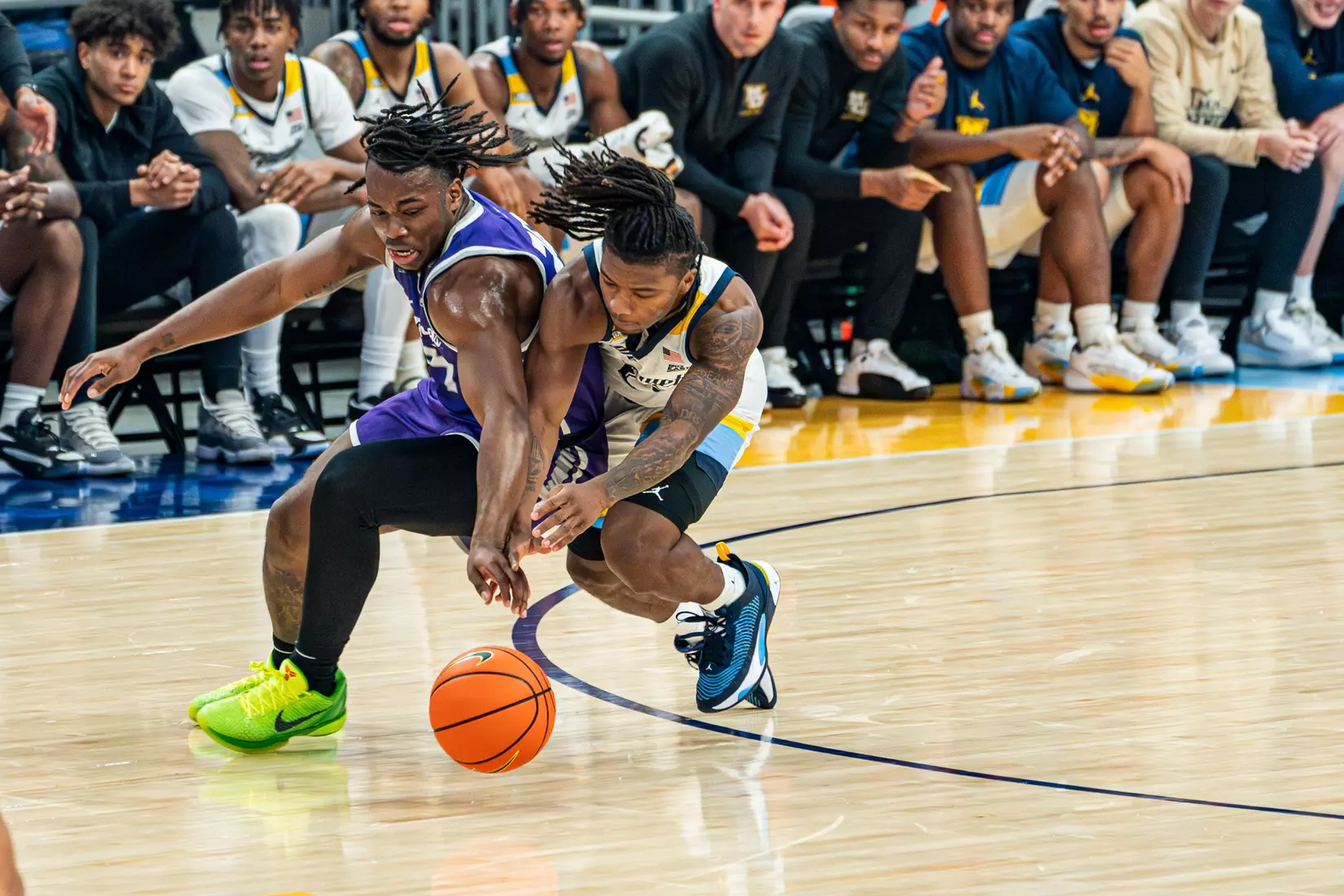 #7 Marquette Golden Eagles defeat St. Thomas 84-79 on Thursday, December 14, 2023 at Fiserv Fourm in Milwaukee, WI.