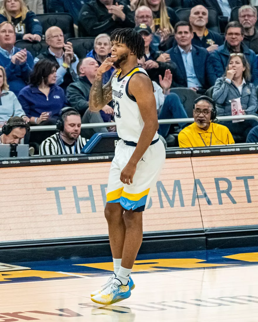 #7 Marquette Golden Eagles defeat St. Thomas 84-79 on Thursday, December 14, 2023 at Fiserv Fourm in Milwaukee, WI.