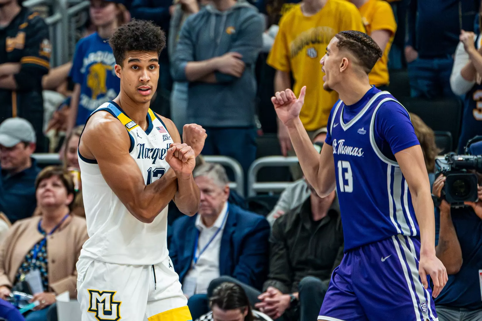 #7 Marquette Golden Eagles defeat St. Thomas 84-79 on Thursday, December 14, 2023 at Fiserv Fourm in Milwaukee, WI.