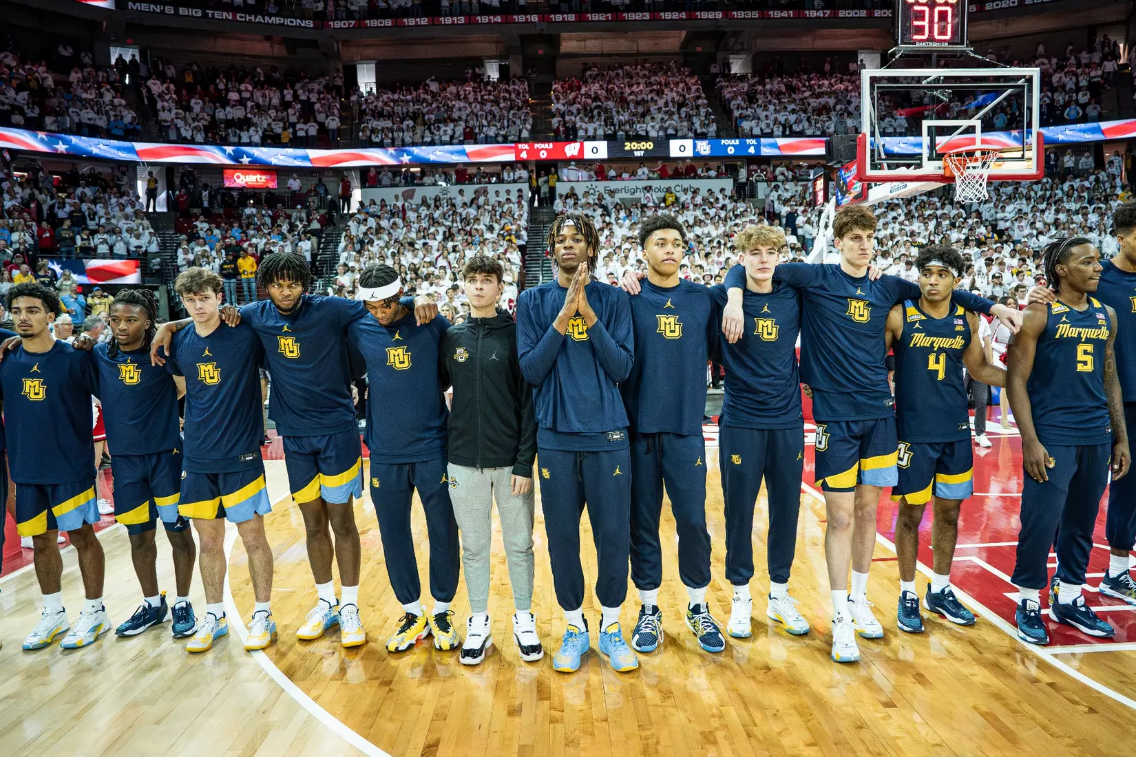 #3 Marquette Basketball falls to Wiscosnin Badgers 64-75 at Kohl Center in Madison, Wisconsin on Saturday December 2, 2023.