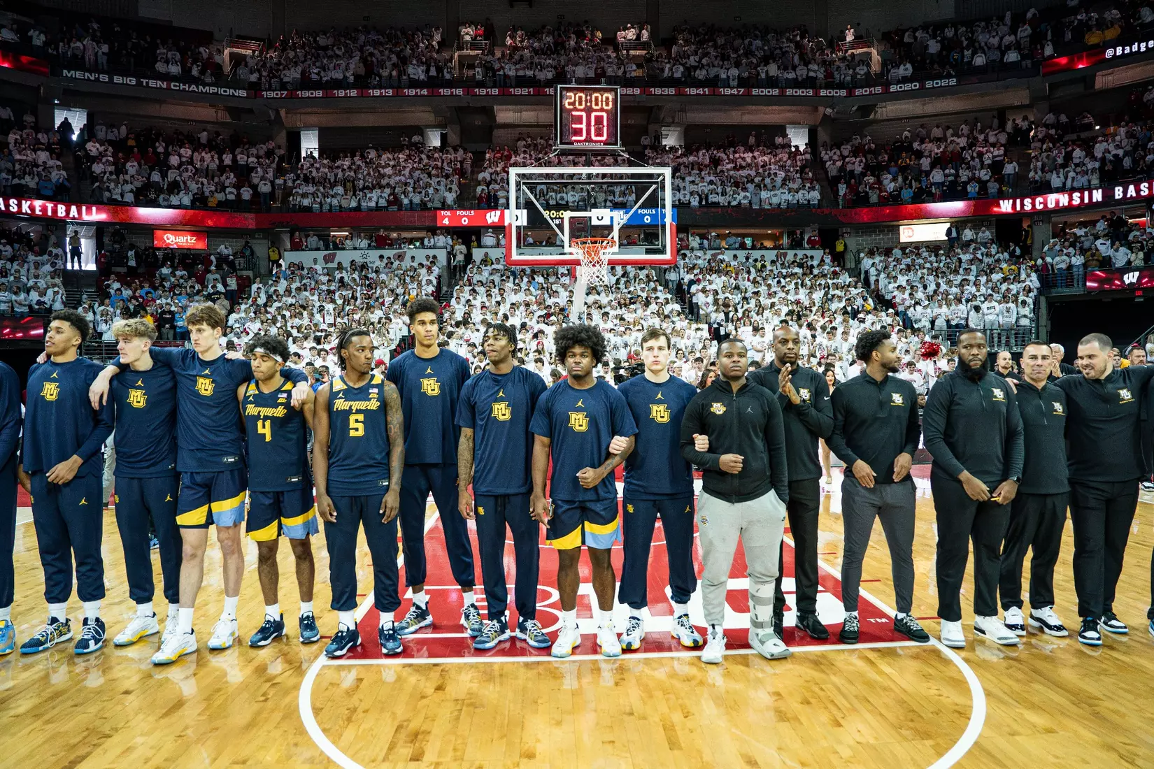 #3 Marquette Basketball falls to Wiscosnin Badgers 64-75 at Kohl Center in Madison, Wisconsin on Saturday December 2, 2023.