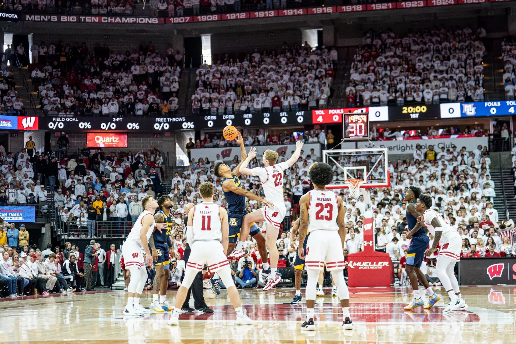 #3 Marquette Basketball falls to Wiscosnin Badgers 64-75 at Kohl Center in Madison, Wisconsin on Saturday December 2, 2023.
