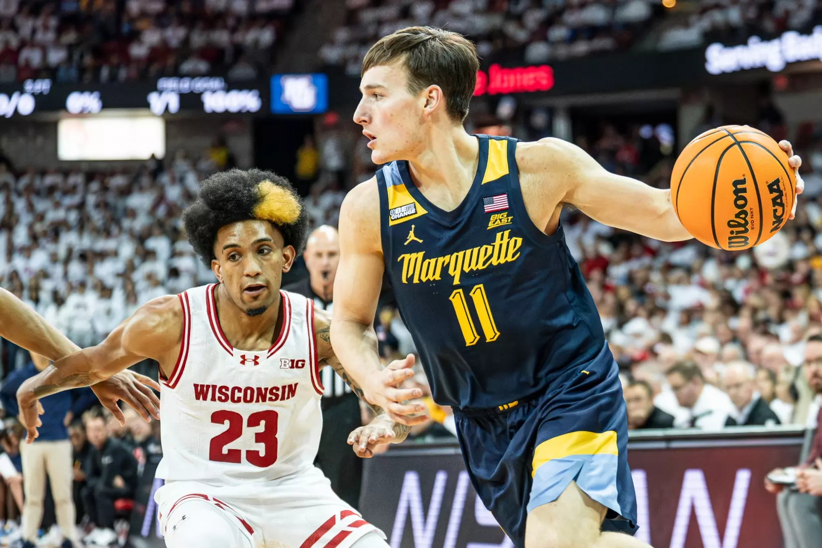 #3 Marquette Basketball falls to Wiscosnin Badgers 64-75 at Kohl Center in Madison, Wisconsin on Saturday December 2, 2023.