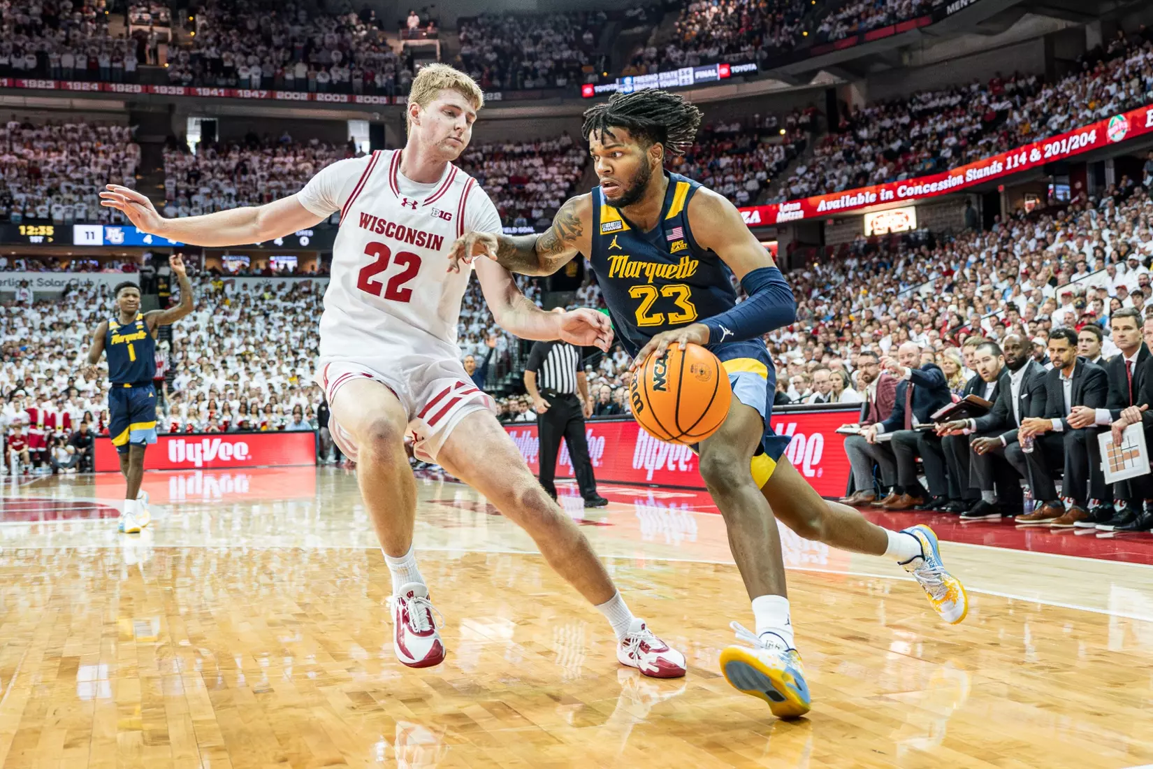 #3 Marquette Basketball falls to Wiscosnin Badgers 64-75 at Kohl Center in Madison, Wisconsin on Saturday December 2, 2023.