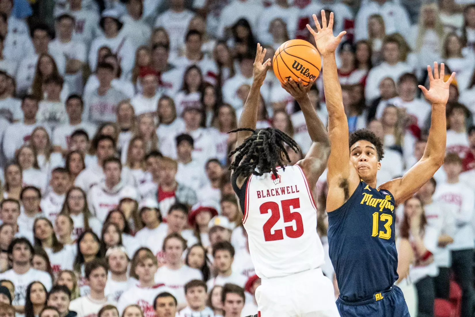 #3 Marquette Basketball falls to Wiscosnin Badgers 64-75 at Kohl Center in Madison, Wisconsin on Saturday December 2, 2023.