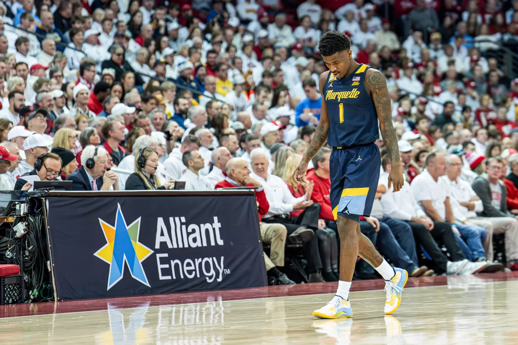 #3 Marquette Basketball falls to Wiscosnin Badgers 64-75 at Kohl Center in Madison, Wisconsin on Saturday December 2, 2023.