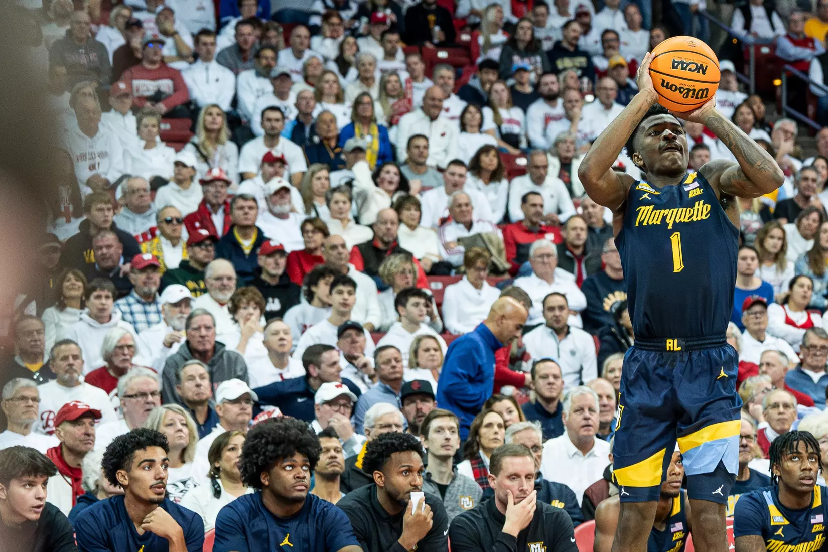 #3 Marquette Basketball falls to Wiscosnin Badgers 64-75 at Kohl Center in Madison, Wisconsin on Saturday December 2, 2023.