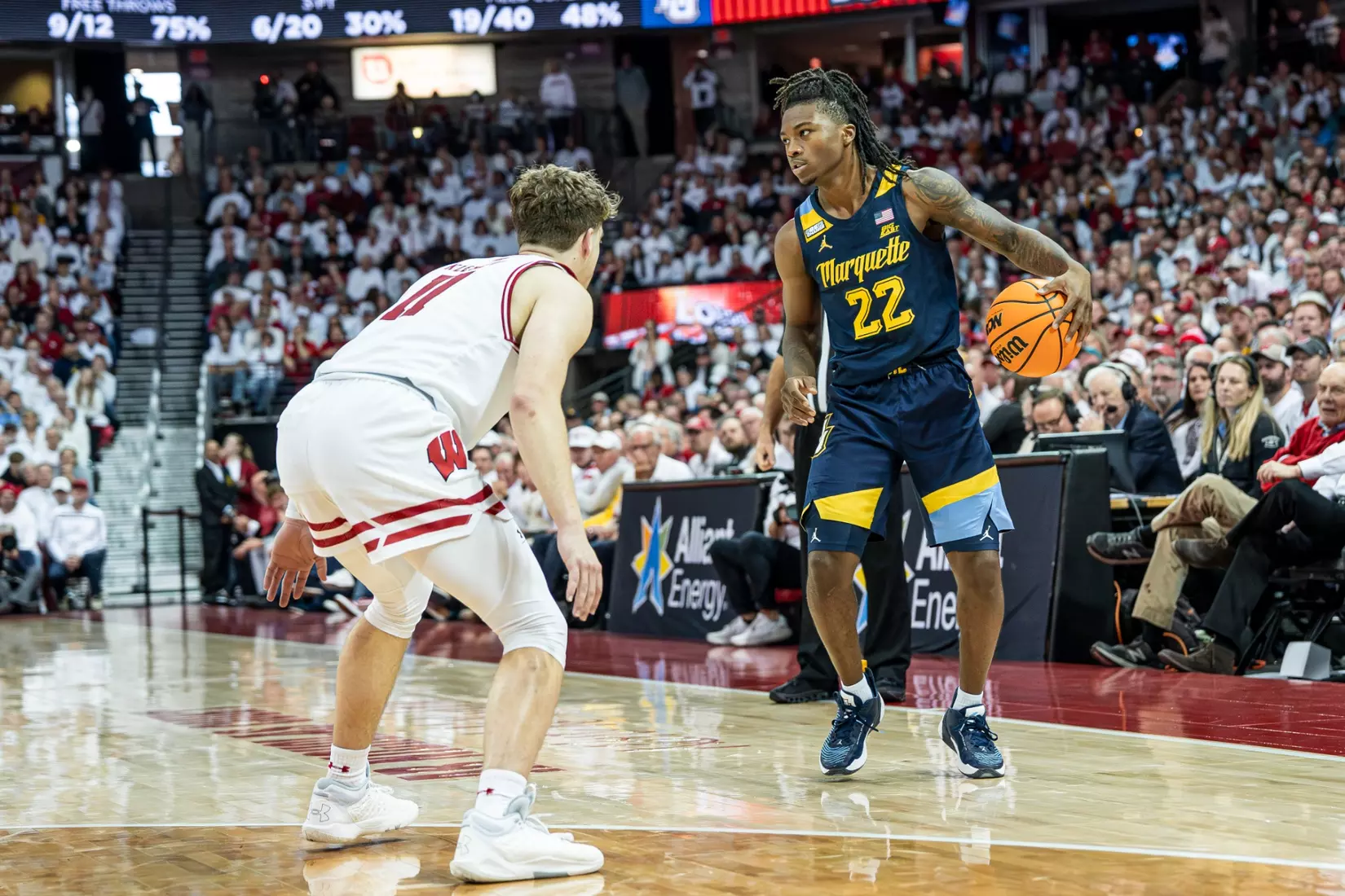 #3 Marquette Basketball falls to Wiscosnin Badgers 64-75 at Kohl Center in Madison, Wisconsin on Saturday December 2, 2023.