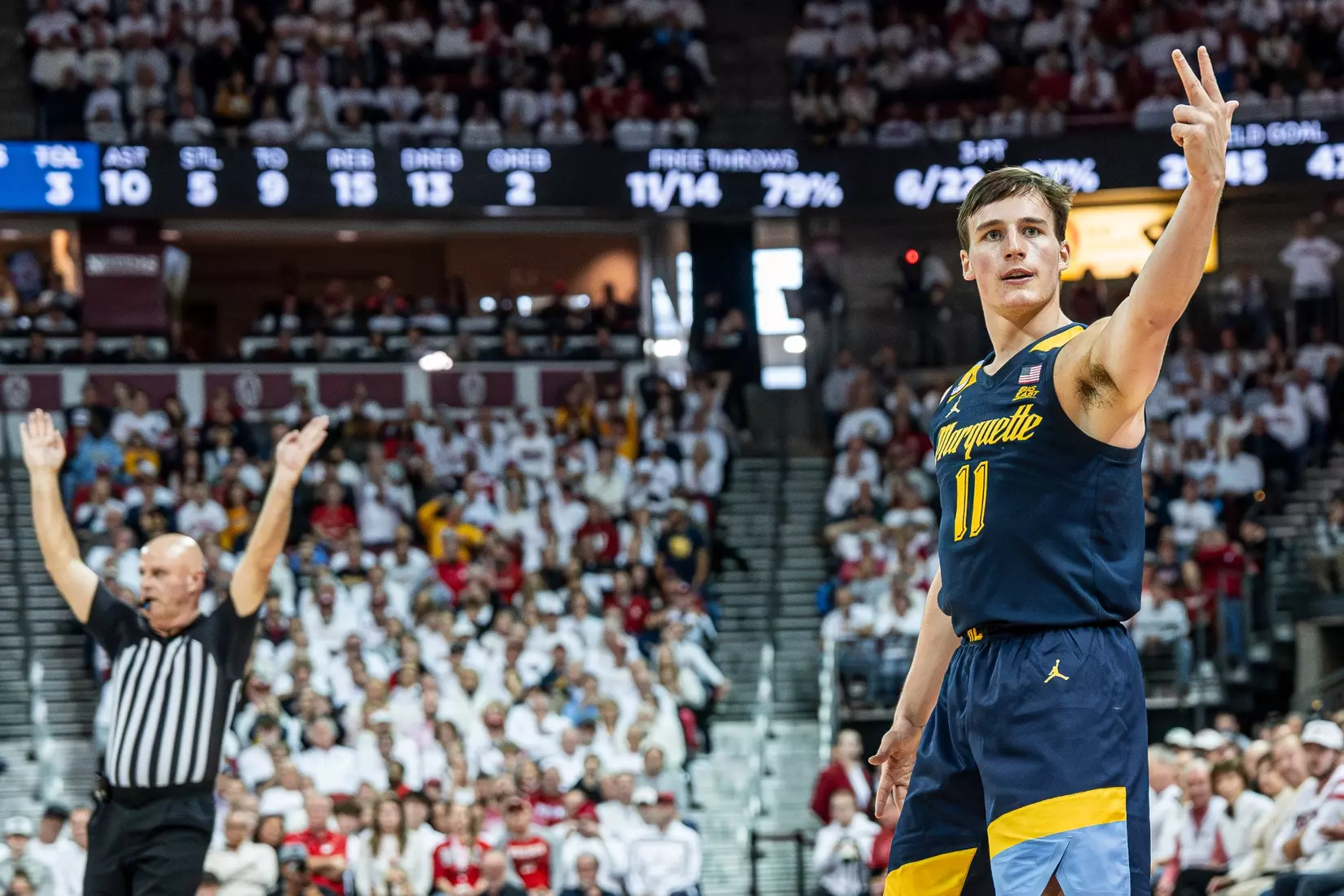 #3 Marquette Basketball falls to Wiscosnin Badgers 64-75 at Kohl Center in Madison, Wisconsin on Saturday December 2, 2023.