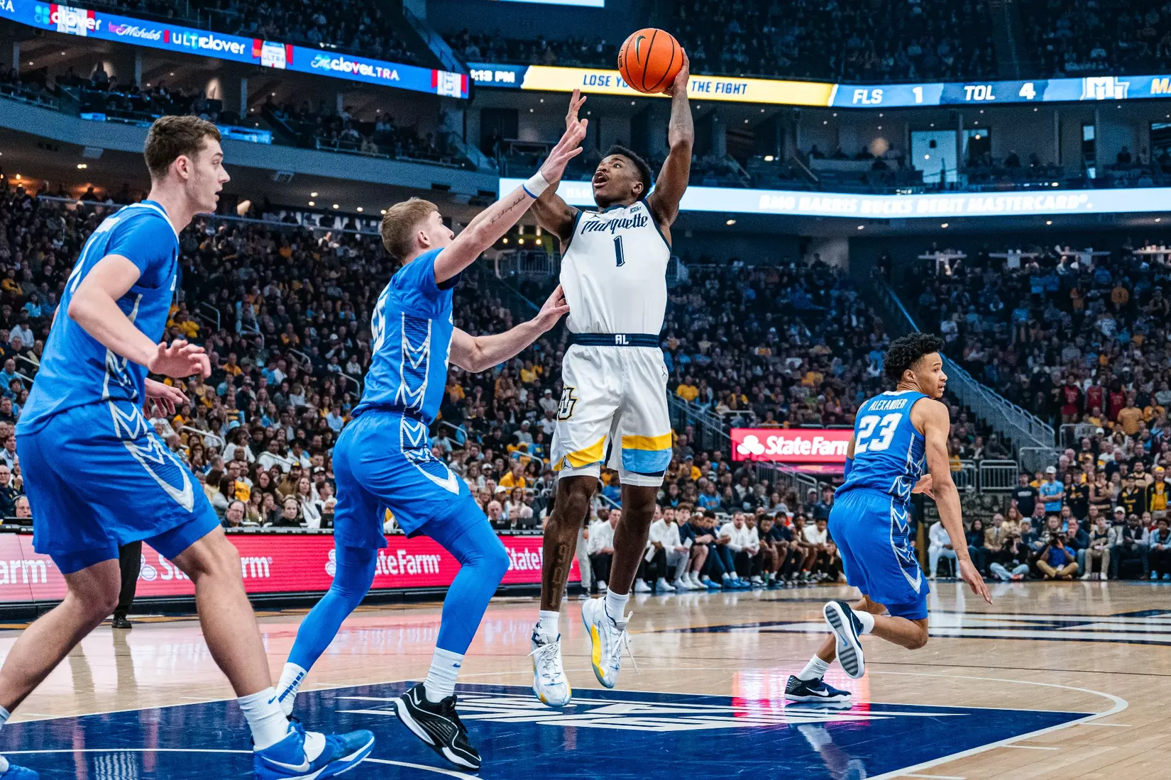 No. 10 Marquette Men's Basketball Defeats No. 22 Creighton 72-67 on December 30th, 2023 at Fisrev Forum in Milwaukee, WI