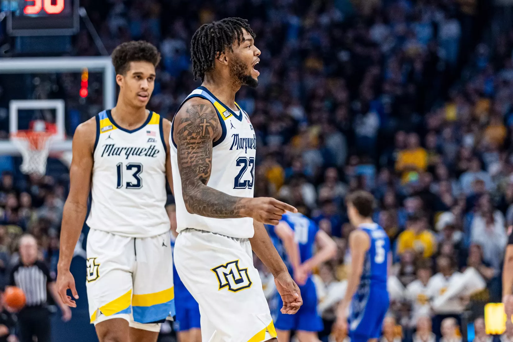 No. 10 Marquette Men's Basketball Defeats No. 22 Creighton 72-67 on December 30th, 2023 at Fisrev Forum in Milwaukee, WI