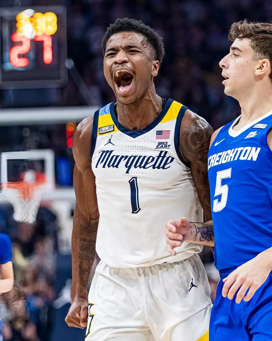No. 10 Marquette Men's Basketball Defeats No. 22 Creighton 72-67 on December 30th, 2023 at Fisrev Forum in Milwaukee, WI