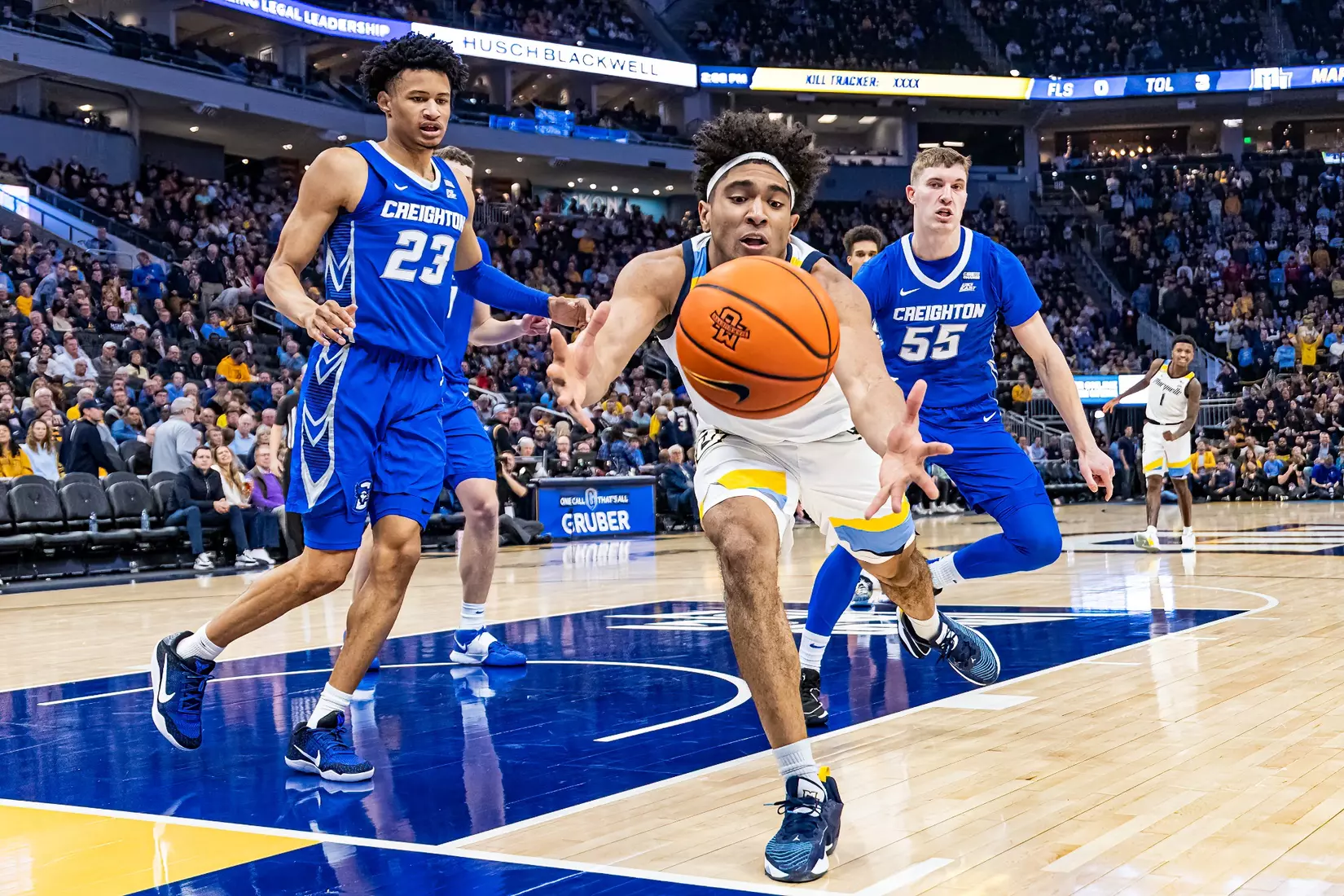 No. 10 Marquette Men's Basketball Defeats No. 22 Creighton 72-67 on December 30th, 2023 at Fisrev Forum in Milwaukee, WI