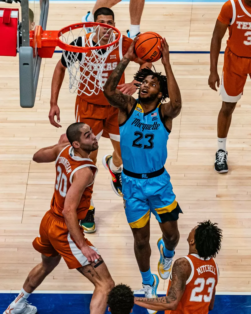 #8 Marquette Basketball defeats University of Texas 86-65 at Fiserv Forum on Wednesday December 6, 2023 in Milwaukee, WI.