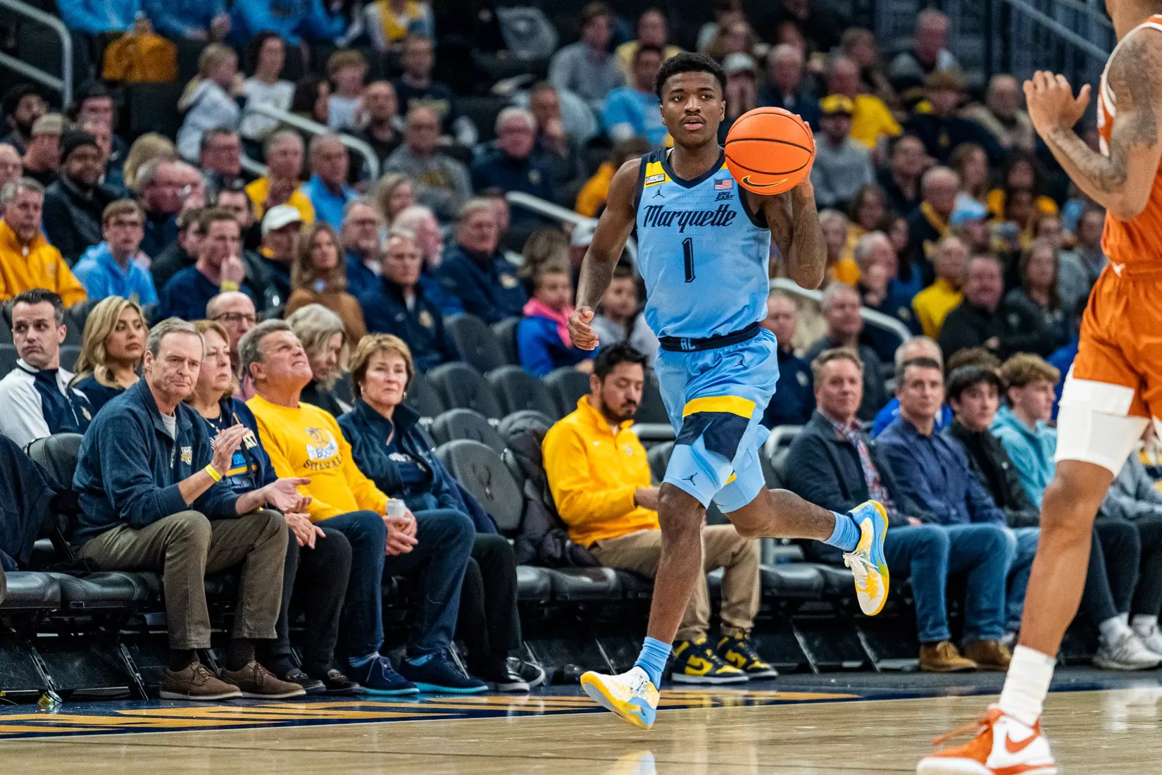 #8 Marquette Basketball defeats University of Texas 86-65 at Fiserv Forum on Wednesday December 6, 2023 in Milwaukee, WI.