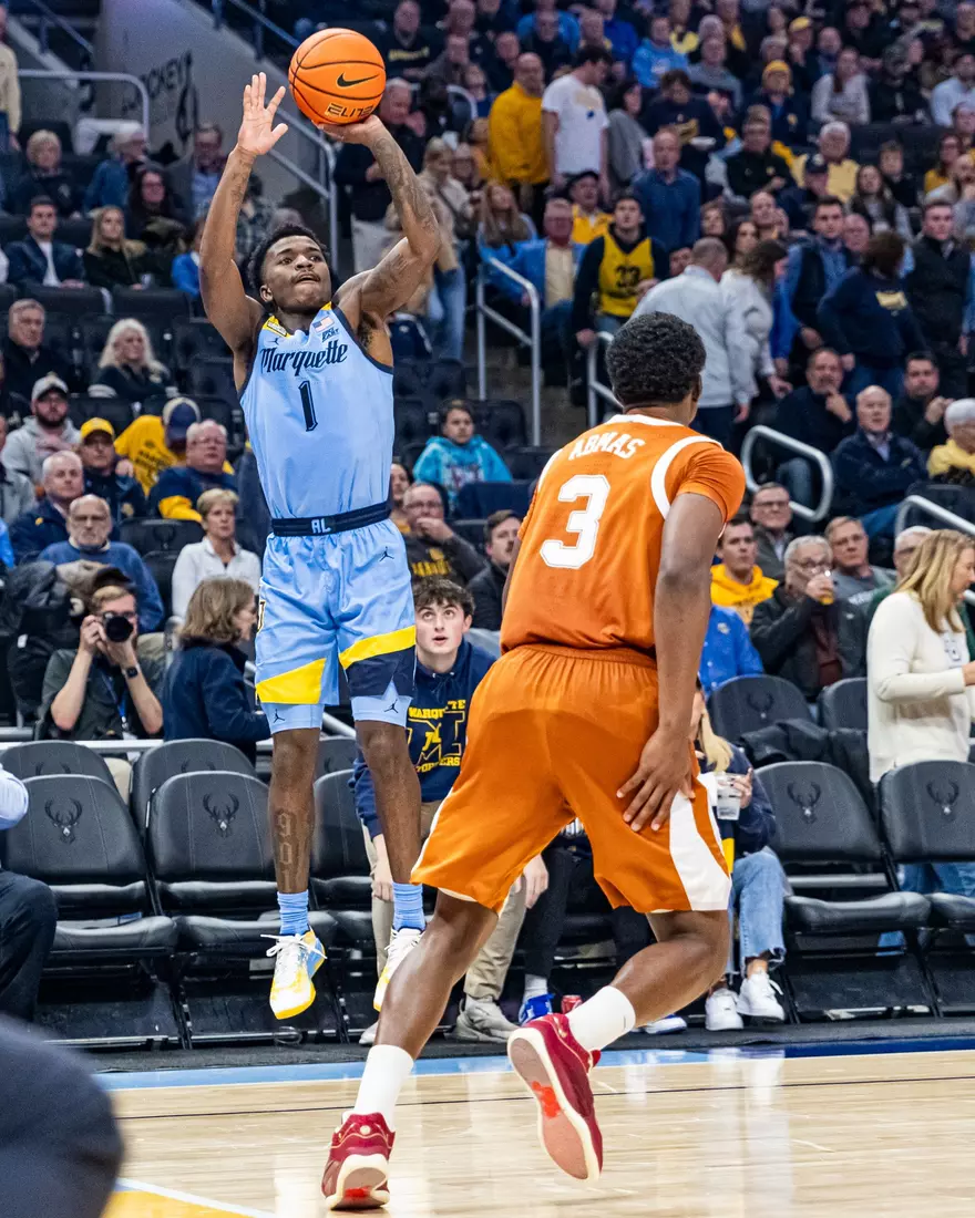 #8 Marquette Basketball defeats University of Texas 86-65 at Fiserv Forum on Wednesday December 6, 2023 in Milwaukee, WI.