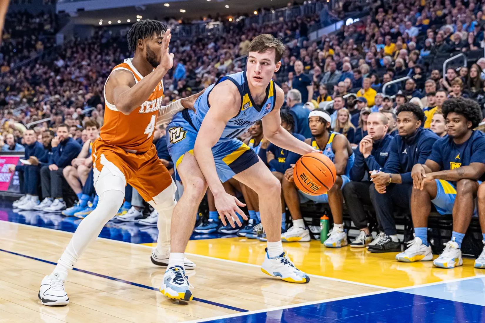 #8 Marquette Basketball defeats University of Texas 86-65 at Fiserv Forum on Wednesday December 6, 2023 in Milwaukee, WI.