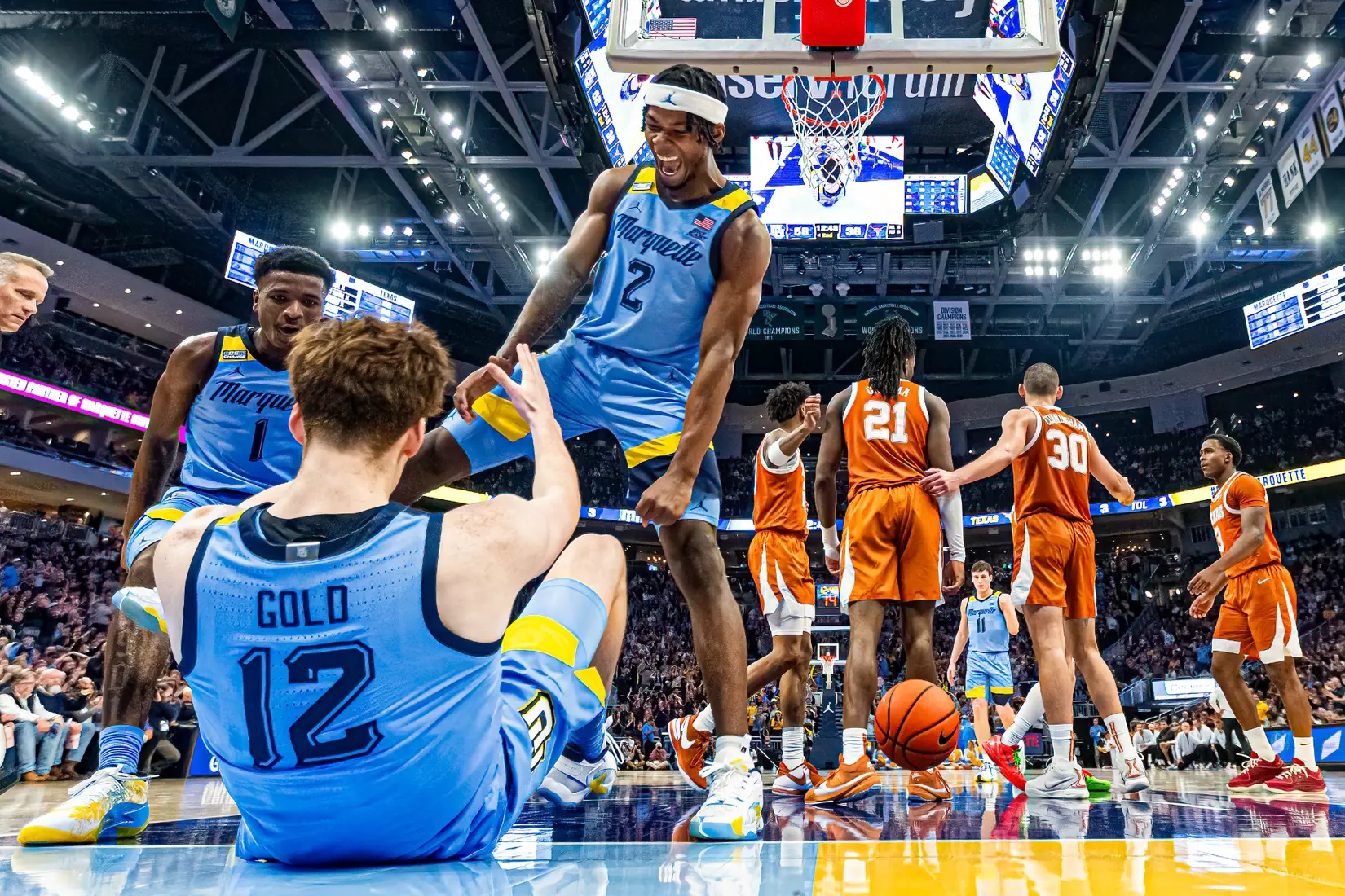 #8 Marquette Basketball defeats University of Texas 86-65 at Fiserv Forum on Wednesday December 6, 2023 in Milwaukee, WI.