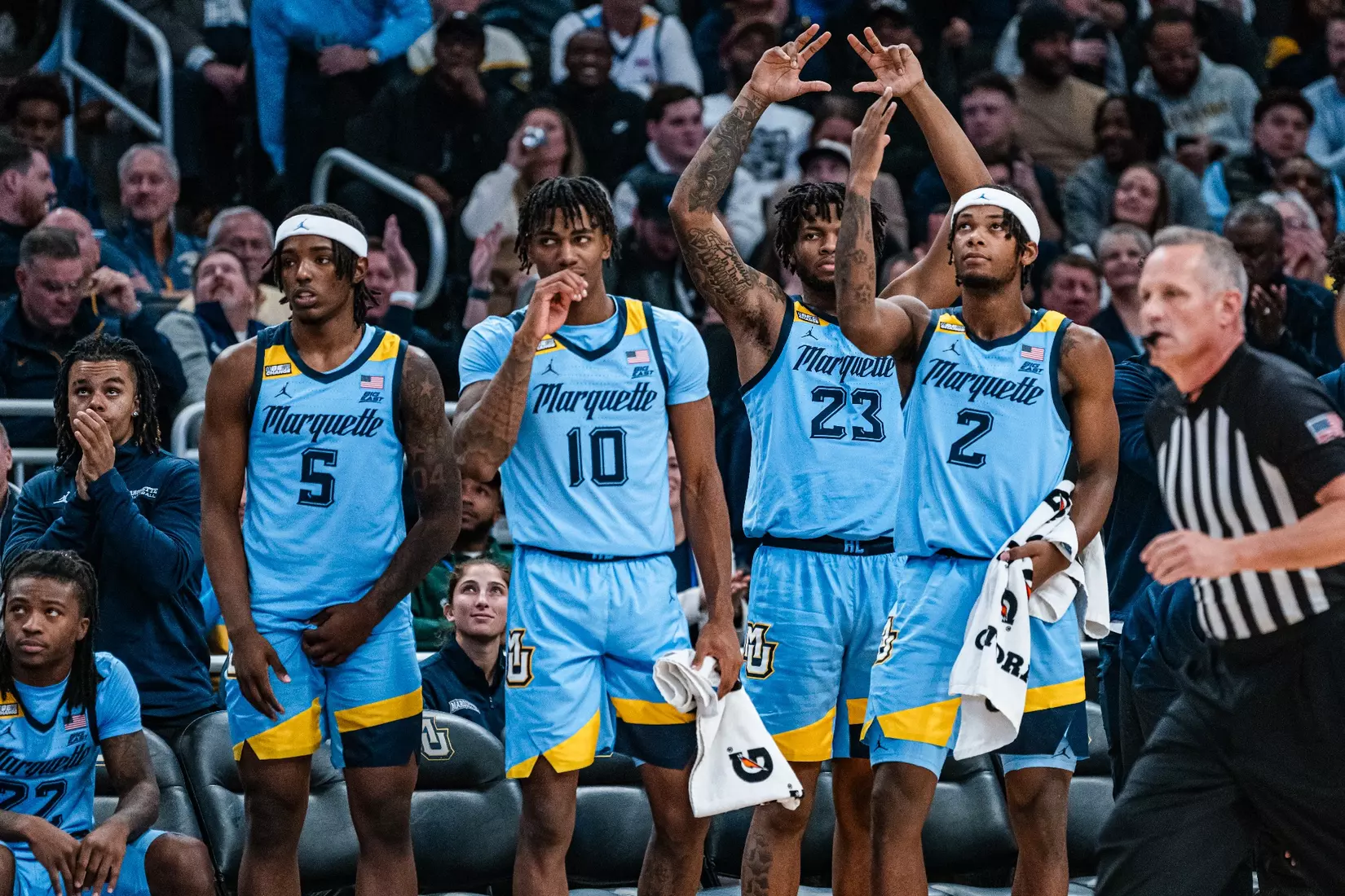 #8 Marquette Basketball defeats University of Texas 86-65 at Fiserv Forum on Wednesday December 6, 2023 in Milwaukee, WI.