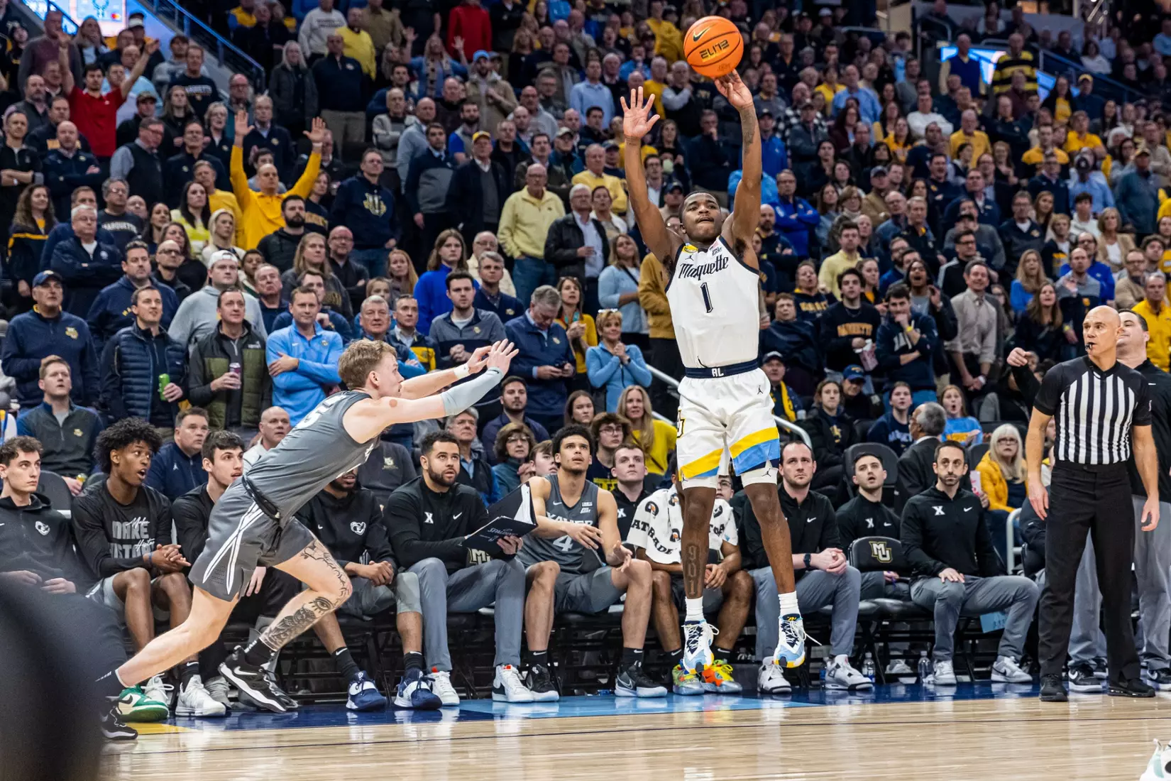 #11 Marquette Basketball tops #16 Xavier 69-68 at Fiserv Forum in Milwaukee, WI to clinch a one game lead for the Big East title on Wednesday February 15, 2023.