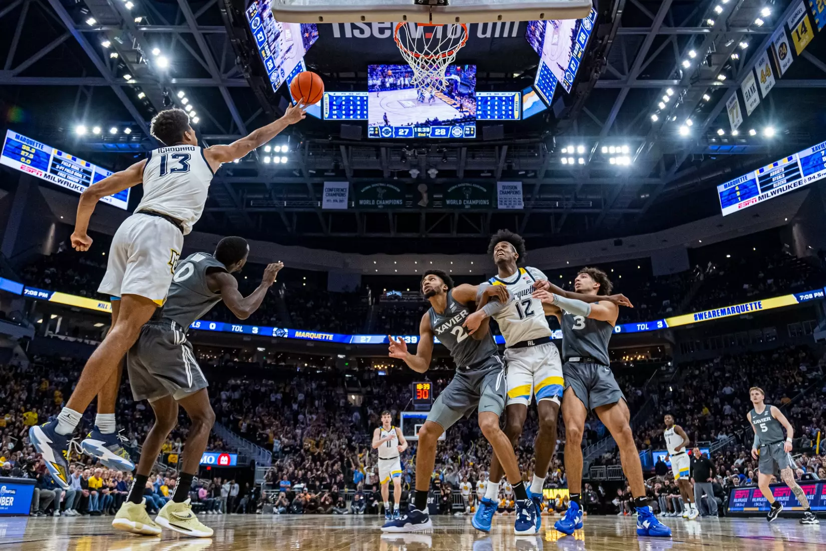 #11 Marquette Basketball tops #16 Xavier 69-68 at Fiserv Forum in Milwaukee, WI to clinch a one game lead for the Big East title on Wednesday February 15, 2023.