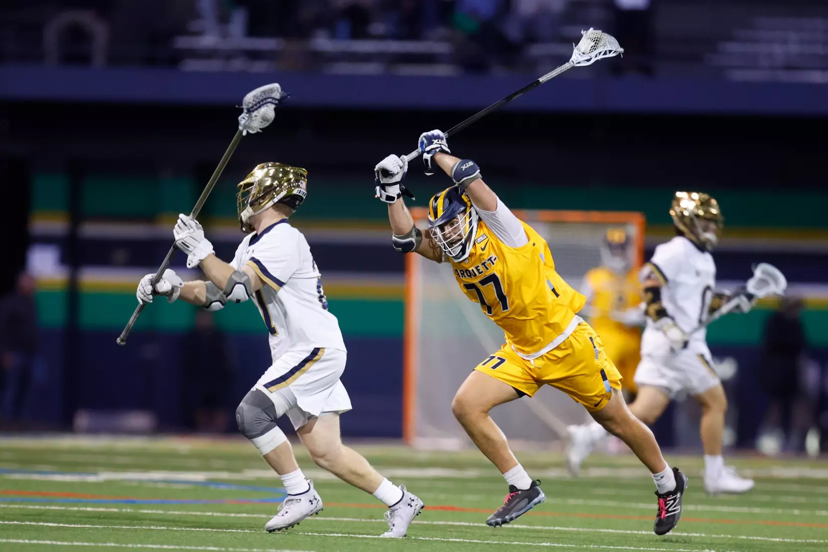 Notre Dame IN - February 15, 2023: Marquette Men’s Lacrosse vs Notre Dame
Photo by Marcus SnowdenSOUTH BEND, IN - February 15, 2023: Marquette Men’s Lacrosse vs Notre Dame Celebration
Photo by Marcus Snowden