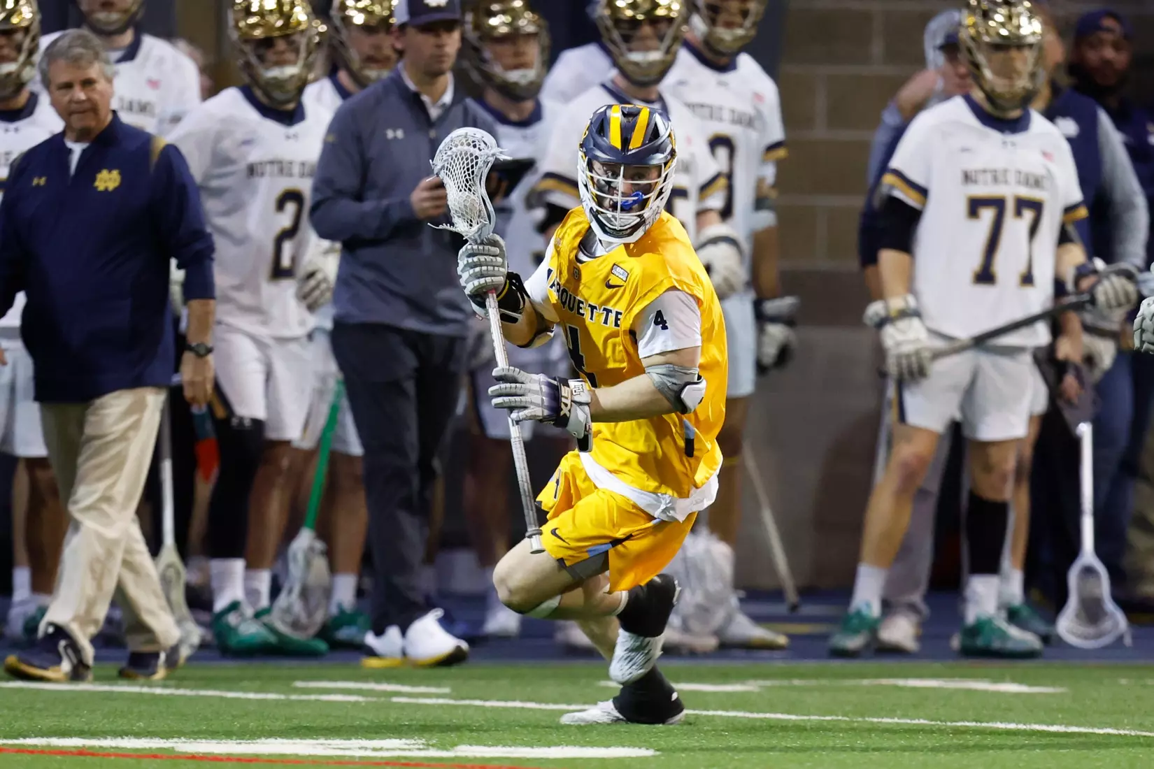 Notre Dame IN - February 15, 2023: Marquette Men’s Lacrosse vs Notre Dame
Photo by Marcus SnowdenSOUTH BEND, IN - February 15, 2023: Marquette Men’s Lacrosse vs Notre Dame Celebration
Photo by Marcus Snowden