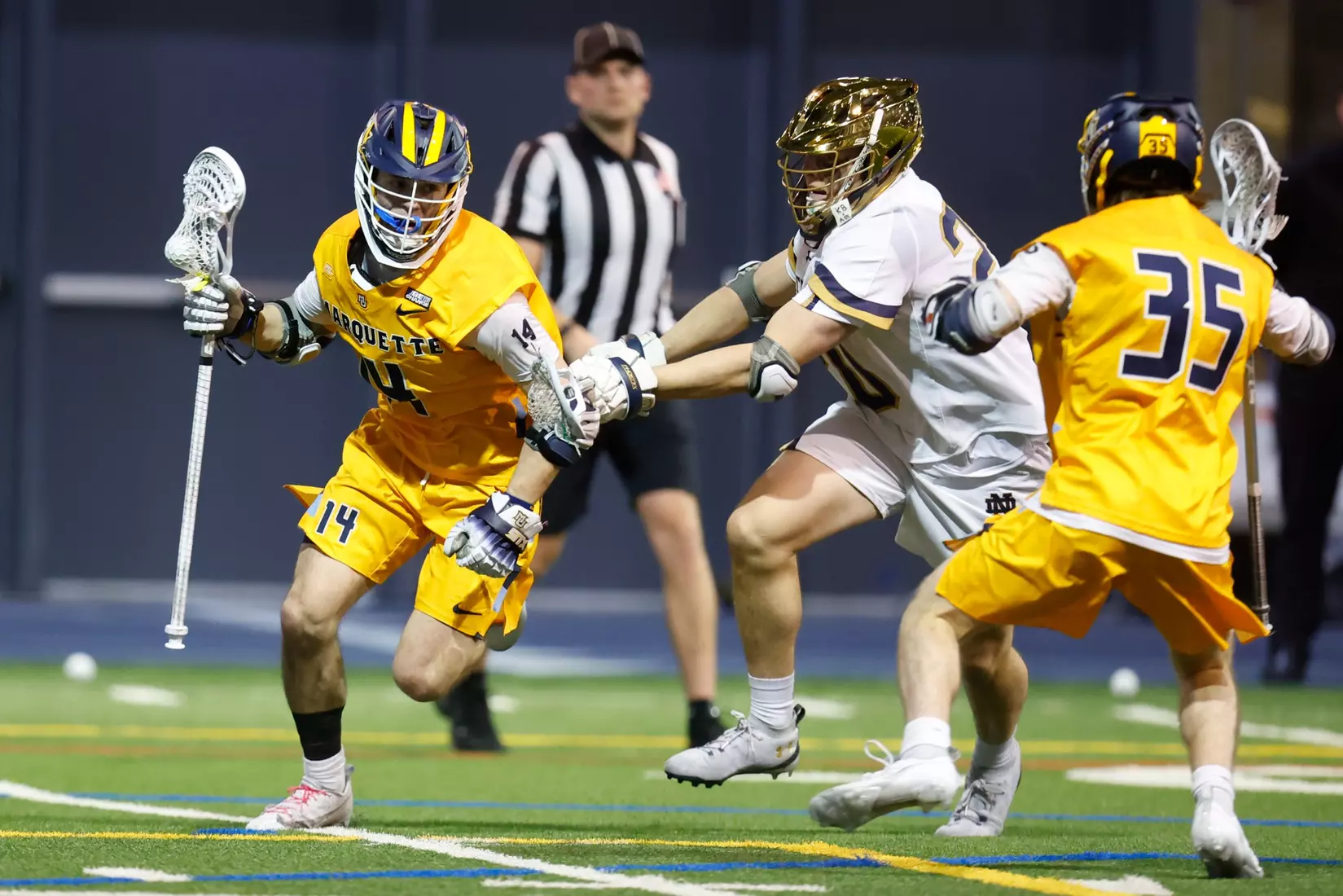 Notre Dame IN - February 15, 2023: Marquette Men’s Lacrosse vs Notre Dame
Photo by Marcus SnowdenSOUTH BEND, IN - February 15, 2023: Marquette Men’s Lacrosse vs Notre Dame Celebration
Photo by Marcus Snowden