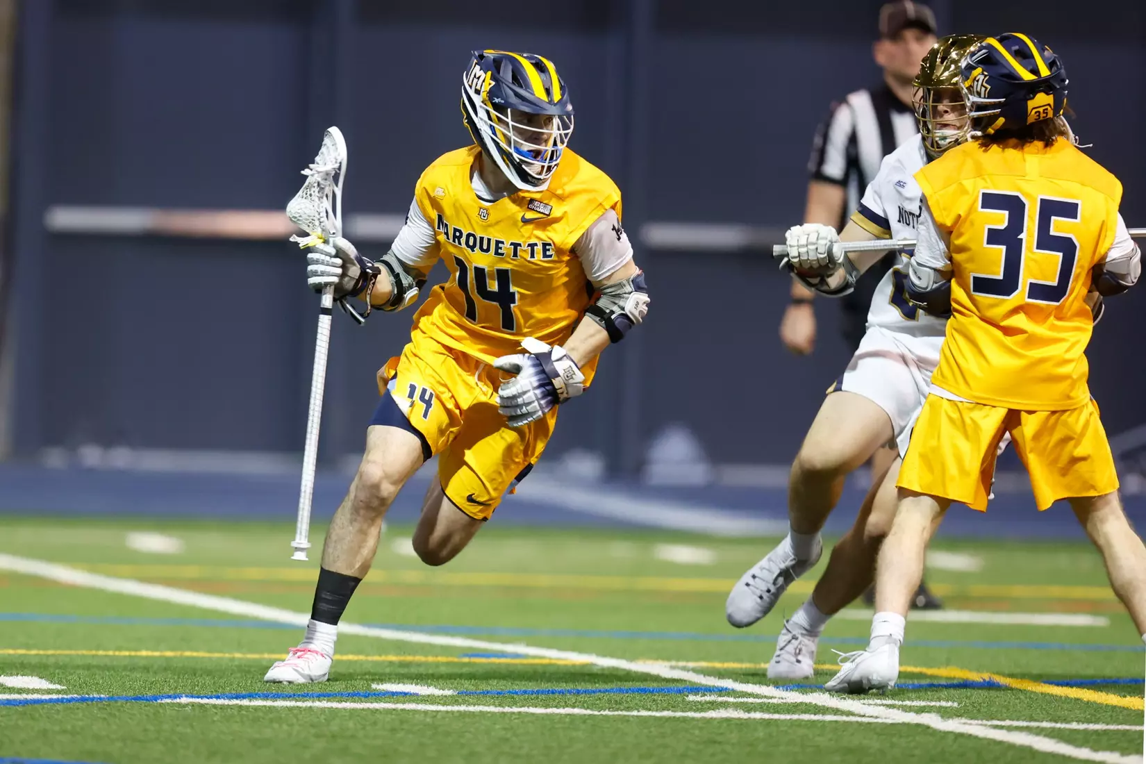 Notre Dame IN - February 15, 2023: Marquette Men’s Lacrosse vs Notre Dame
Photo by Marcus SnowdenSOUTH BEND, IN - February 15, 2023: Marquette Men’s Lacrosse vs Notre Dame Celebration
Photo by Marcus Snowden