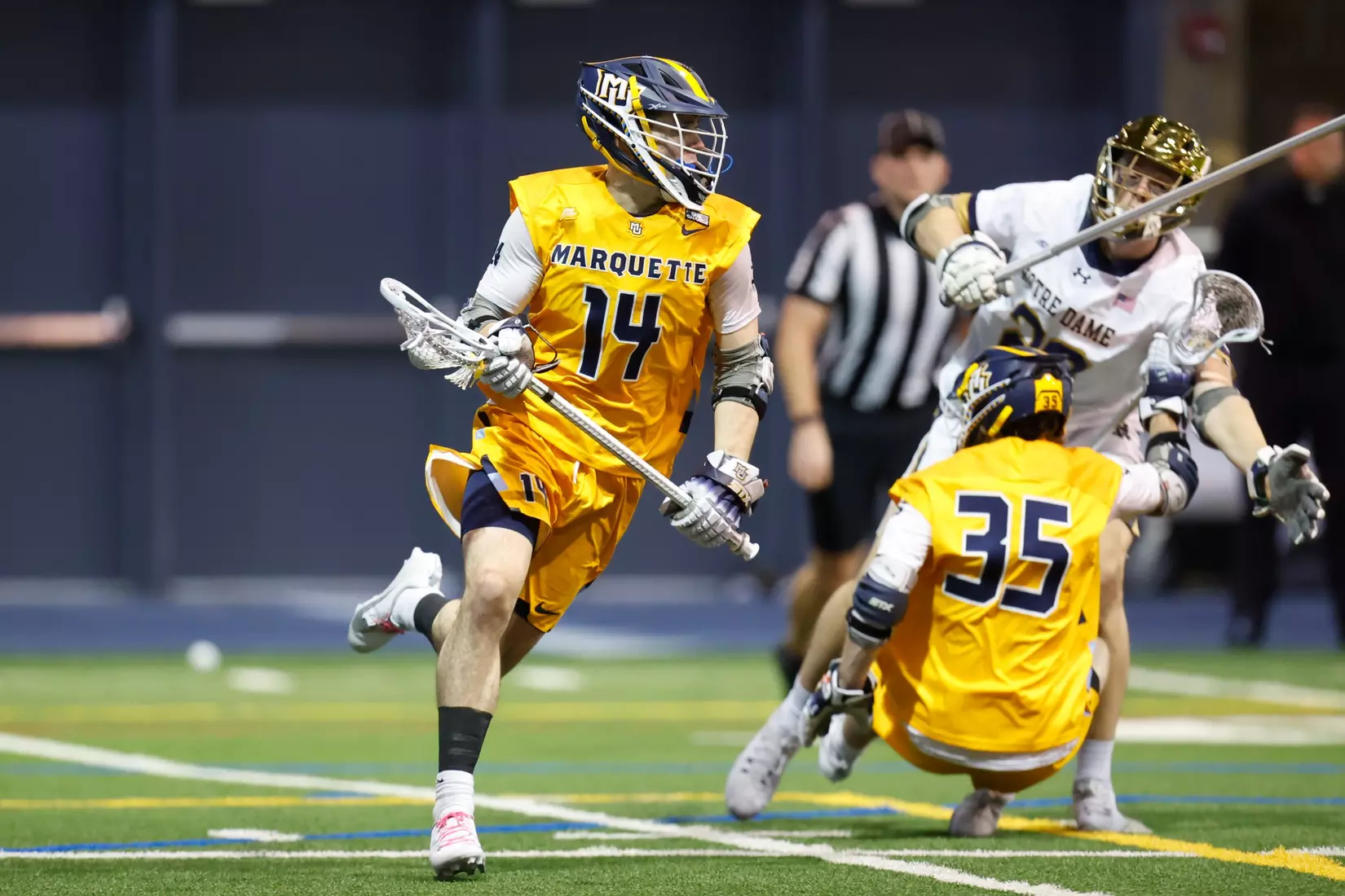 Notre Dame IN - February 15, 2023: Marquette Men’s Lacrosse vs Notre Dame
Photo by Marcus SnowdenSOUTH BEND, IN - February 15, 2023: Marquette Men’s Lacrosse vs Notre Dame Celebration
Photo by Marcus Snowden
