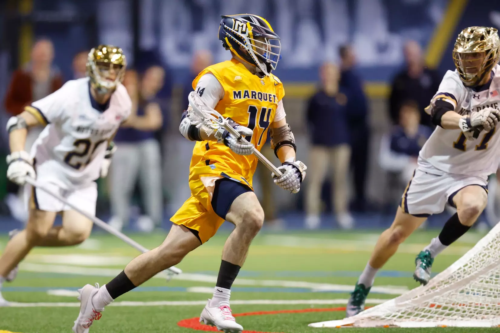 Notre Dame IN - February 15, 2023: Marquette Men’s Lacrosse vs Notre Dame
Photo by Marcus SnowdenSOUTH BEND, IN - February 15, 2023: Marquette Men’s Lacrosse vs Notre Dame Celebration
Photo by Marcus Snowden