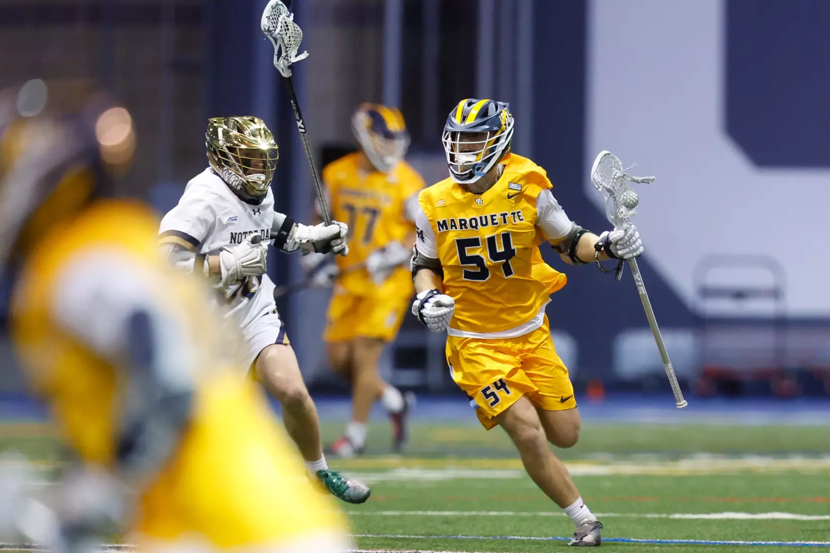 Notre Dame IN - February 15, 2023: Marquette Men’s Lacrosse vs Notre Dame
Photo by Marcus SnowdenSOUTH BEND, IN - February 15, 2023: Marquette Men’s Lacrosse vs Notre Dame Celebration
Photo by Marcus Snowden
