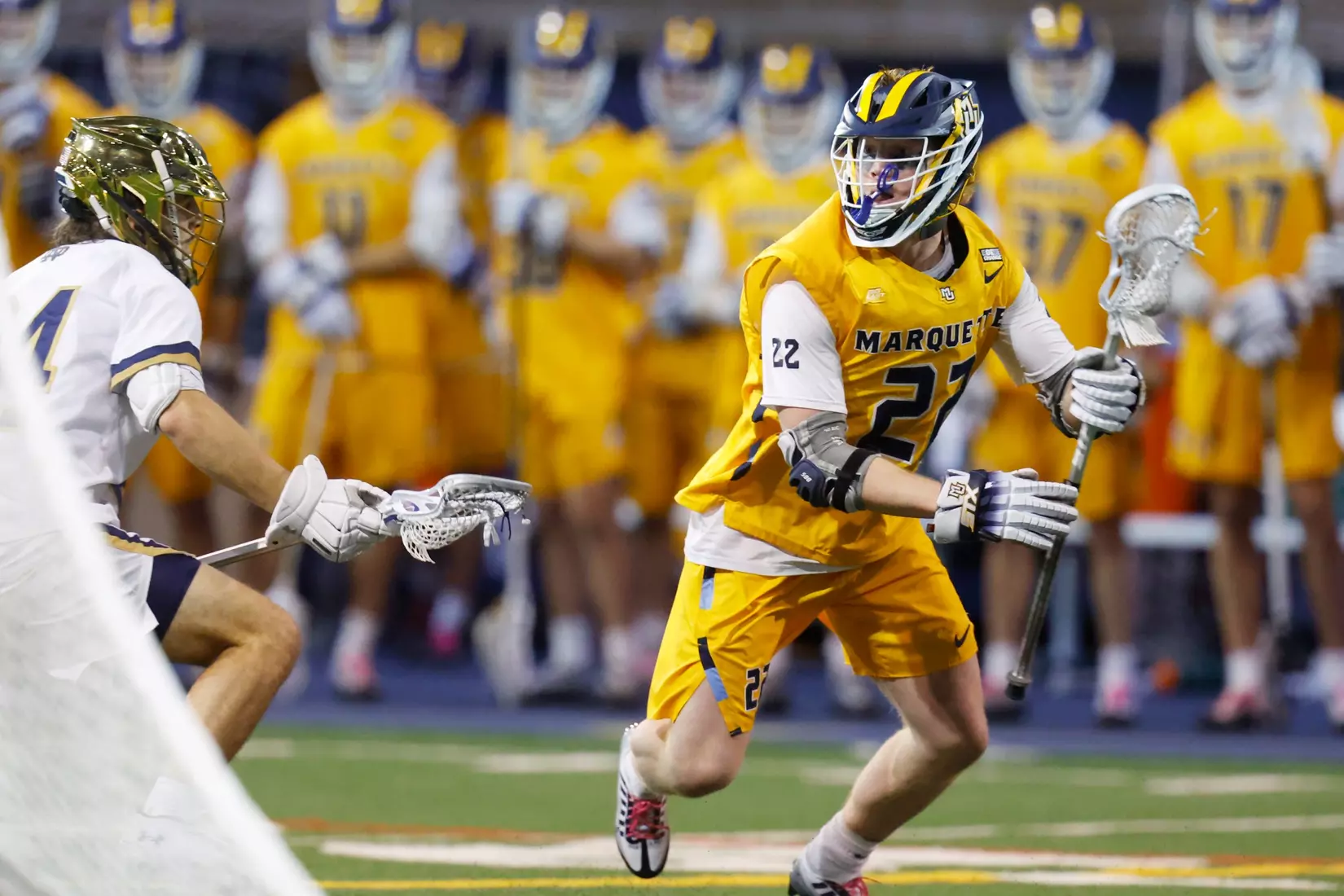 Notre Dame IN - February 15, 2023: Marquette Men’s Lacrosse vs Notre Dame
Photo by Marcus SnowdenSOUTH BEND, IN - February 15, 2023: Marquette Men’s Lacrosse vs Notre Dame Celebration
Photo by Marcus Snowden