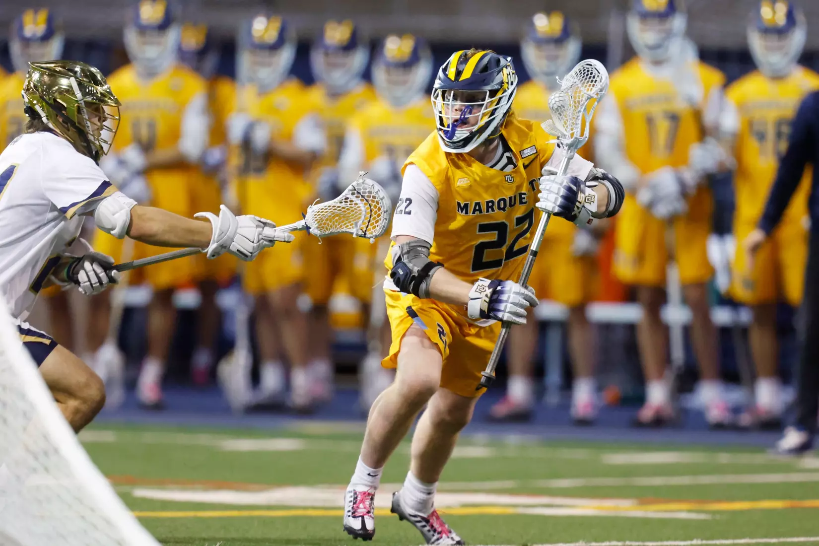 Notre Dame IN - February 15, 2023: Marquette Men’s Lacrosse vs Notre Dame
Photo by Marcus SnowdenSOUTH BEND, IN - February 15, 2023: Marquette Men’s Lacrosse vs Notre Dame Celebration
Photo by Marcus Snowden