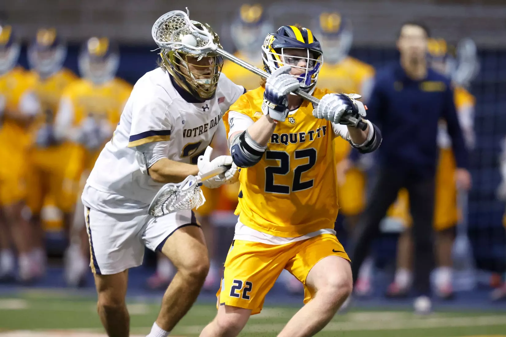 Notre Dame IN - February 15, 2023: Marquette Men’s Lacrosse vs Notre Dame
Photo by Marcus SnowdenSOUTH BEND, IN - February 15, 2023: Marquette Men’s Lacrosse vs Notre Dame Celebration
Photo by Marcus Snowden