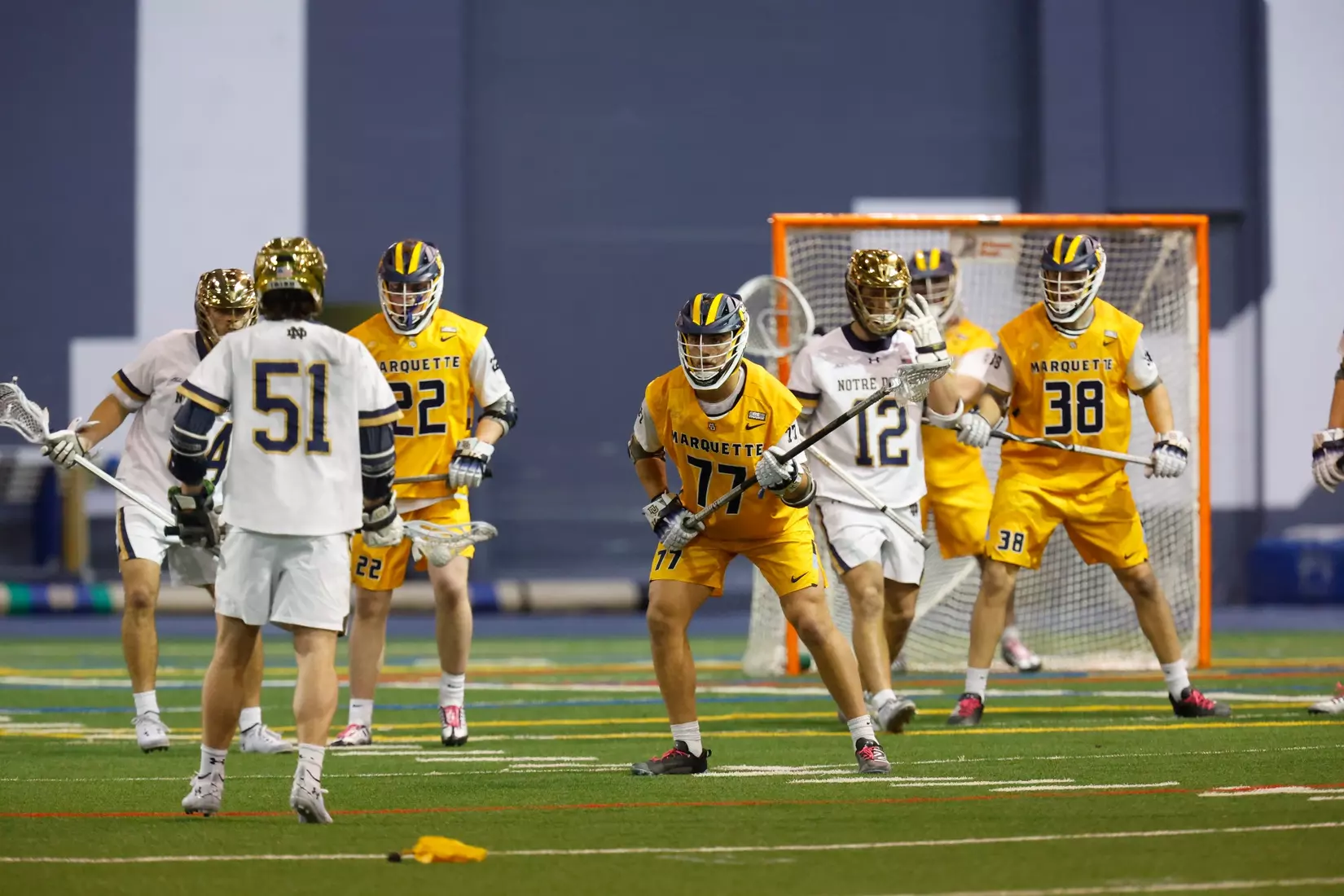 Notre Dame IN - February 15, 2023: Marquette Men’s Lacrosse vs Notre Dame
Photo by Marcus SnowdenSOUTH BEND, IN - February 15, 2023: Marquette Men’s Lacrosse vs Notre Dame Celebration
Photo by Marcus Snowden