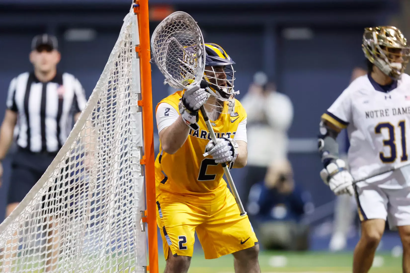 Notre Dame IN - February 15, 2023: Marquette Men’s Lacrosse vs Notre Dame
Photo by Marcus SnowdenSOUTH BEND, IN - February 15, 2023: Marquette Men’s Lacrosse vs Notre Dame Celebration
Photo by Marcus Snowden