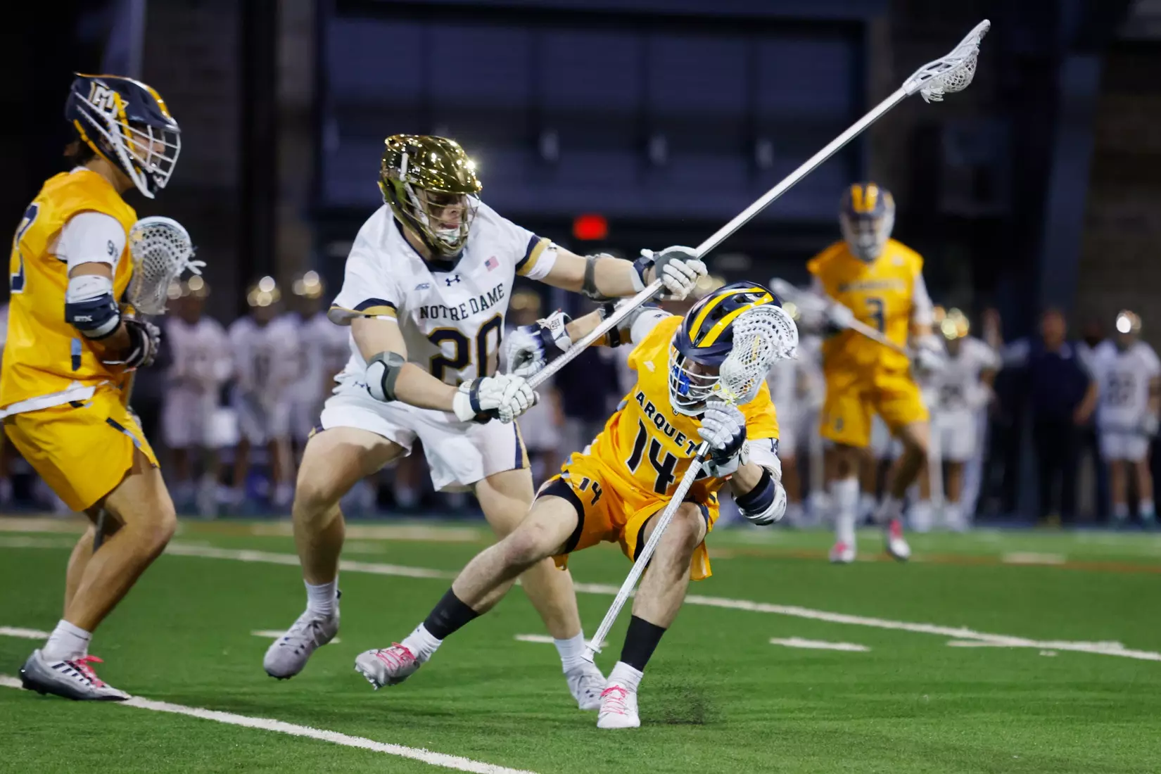 Notre Dame IN - February 15, 2023: Marquette Men’s Lacrosse vs Notre Dame
Photo by Marcus SnowdenSOUTH BEND, IN - February 15, 2023: Marquette Men’s Lacrosse vs Notre Dame Celebration
Photo by Marcus Snowden