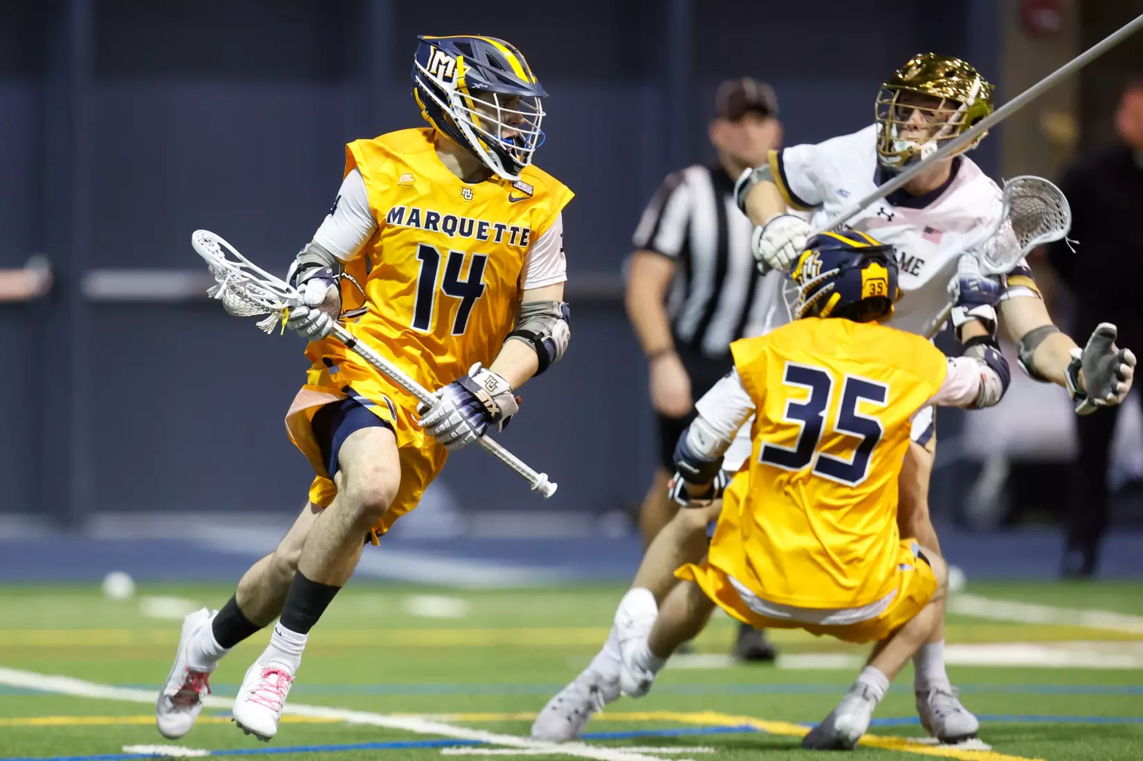Notre Dame IN - February 15, 2023: Marquette Men’s Lacrosse vs Notre Dame
Photo by Marcus SnowdenSOUTH BEND, IN - February 15, 2023: Marquette Men’s Lacrosse vs Notre Dame Celebration
Photo by Marcus Snowden