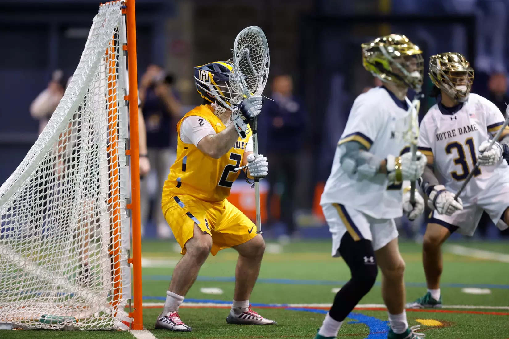 Notre Dame IN - February 15, 2023: Marquette Men’s Lacrosse vs Notre Dame
Photo by Marcus SnowdenSOUTH BEND, IN - February 15, 2023: Marquette Men’s Lacrosse vs Notre Dame Celebration
Photo by Marcus Snowden