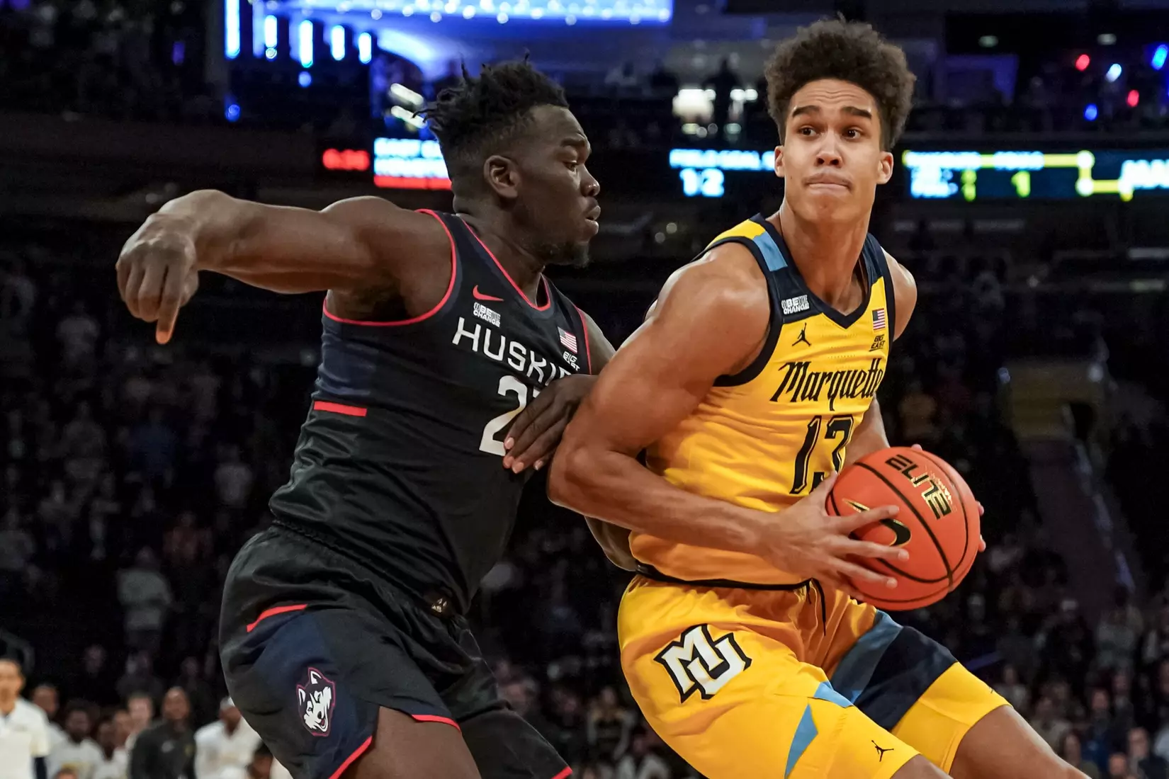 Marquette Men's Basketball defeats UCONN 70-68 to advance to the Big East Tournament finals at Madison Square Garden in New York City, NY on Friday March 10, 2023