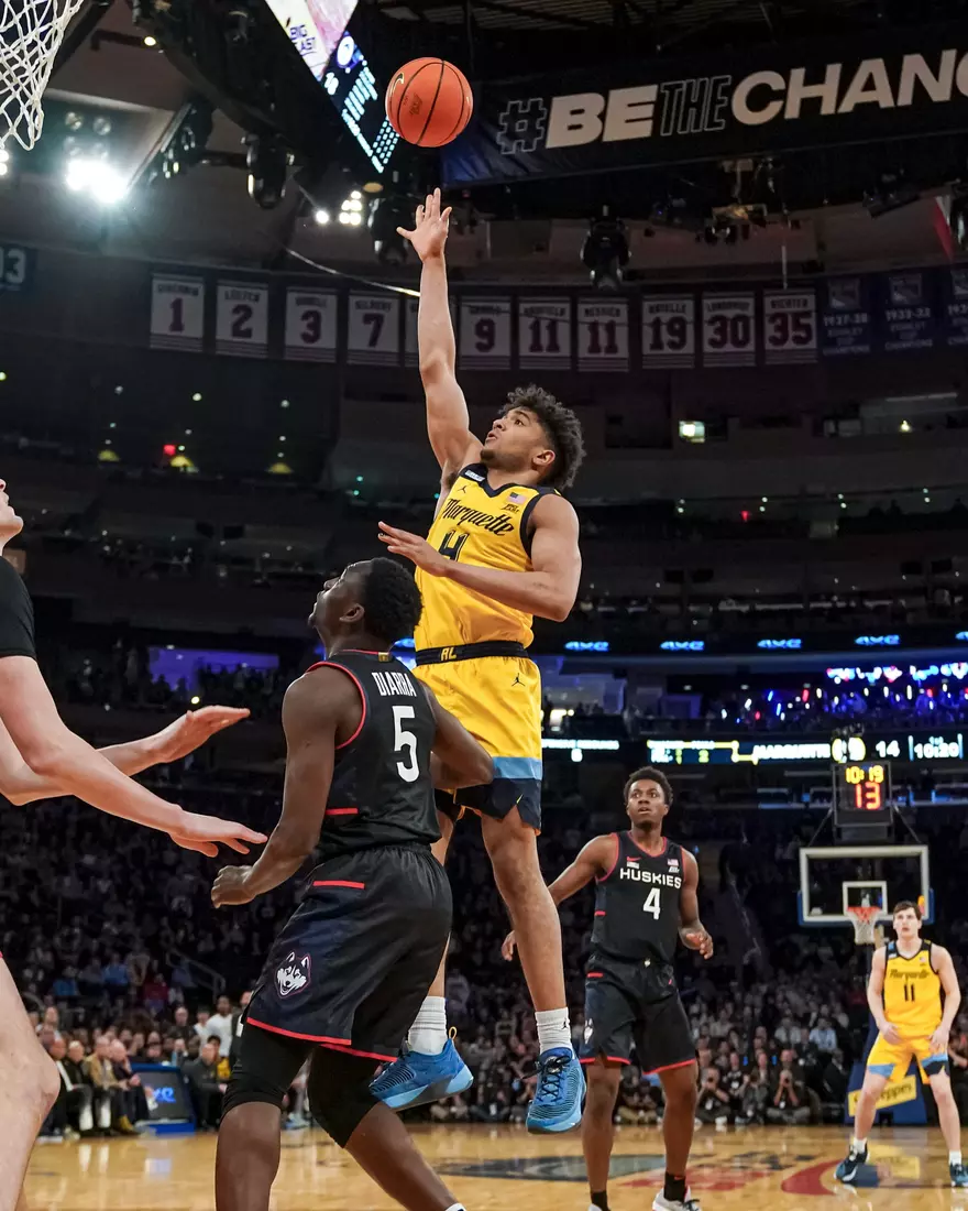 Marquette Men's Basketball defeats UCONN 70-68 to advance to the Big East Tournament finals at Madison Square Garden in New York City, NY on Friday March 10, 2023