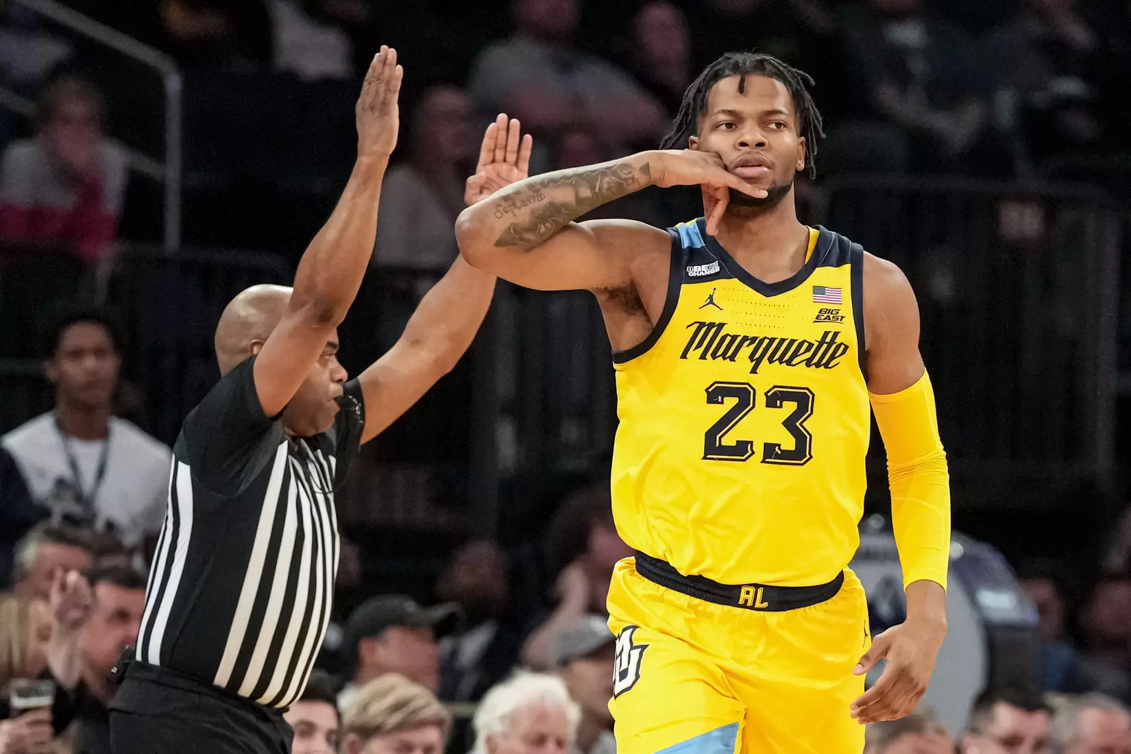 Marquette Men's Basketball defeats UCONN 70-68 to advance to the Big East Tournament finals at Madison Square Garden in New York City, NY on Friday March 10, 2023