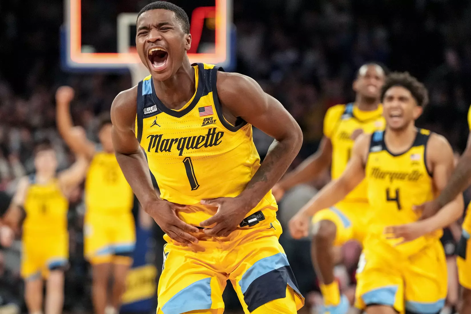 Marquette Men's Basketball defeats UCONN 70-68 to advance to the Big East Tournament finals at Madison Square Garden in New York City, NY on Friday March 10, 2023