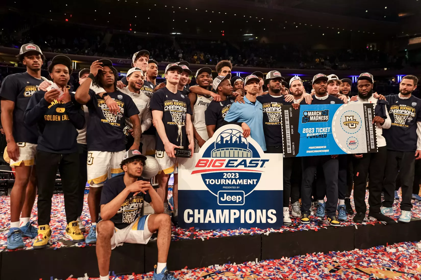 Marquette Men's Basketball defeats Xavier 65-51 to win the Big East Tournament at Madison Square Garden in New York City, NY on Saturday March 11, 2023.