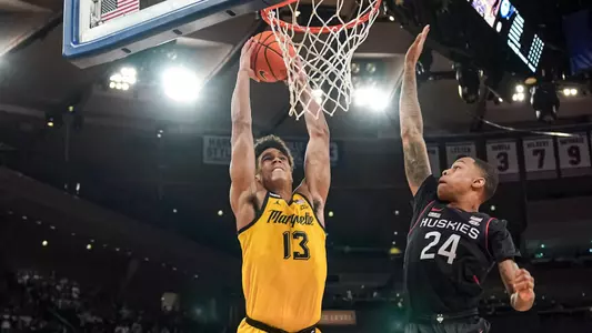 Marquette Men's Basketball defeats UCONN 70-68 to advance to the Big East Tournament finals at Madison Square Garden in New York City, NY on Friday March 10, 2023